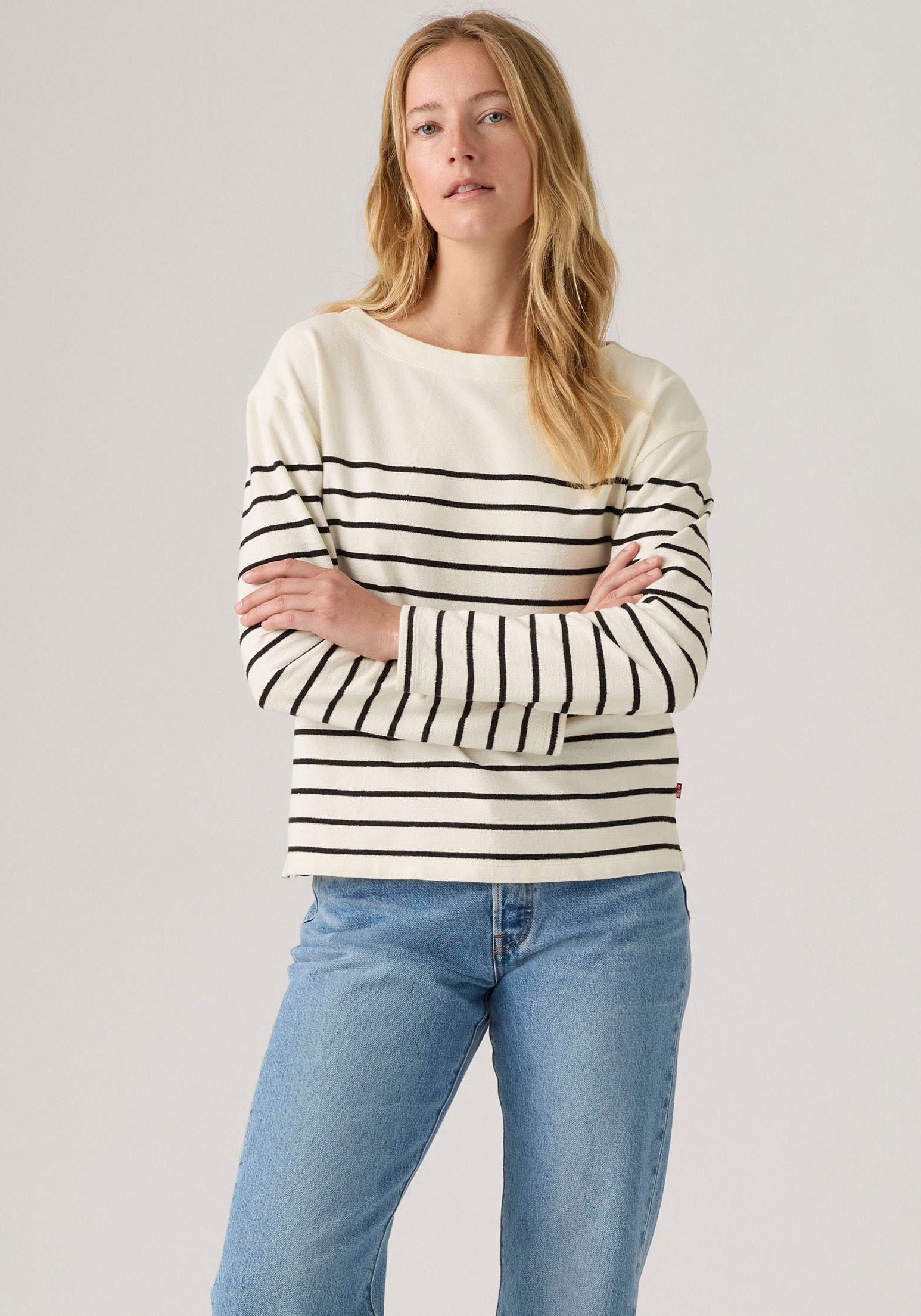 Image of Levis Langarmshirt "MARIN STRIPE TOP" Saum mit kurzen Seitenschlitzen