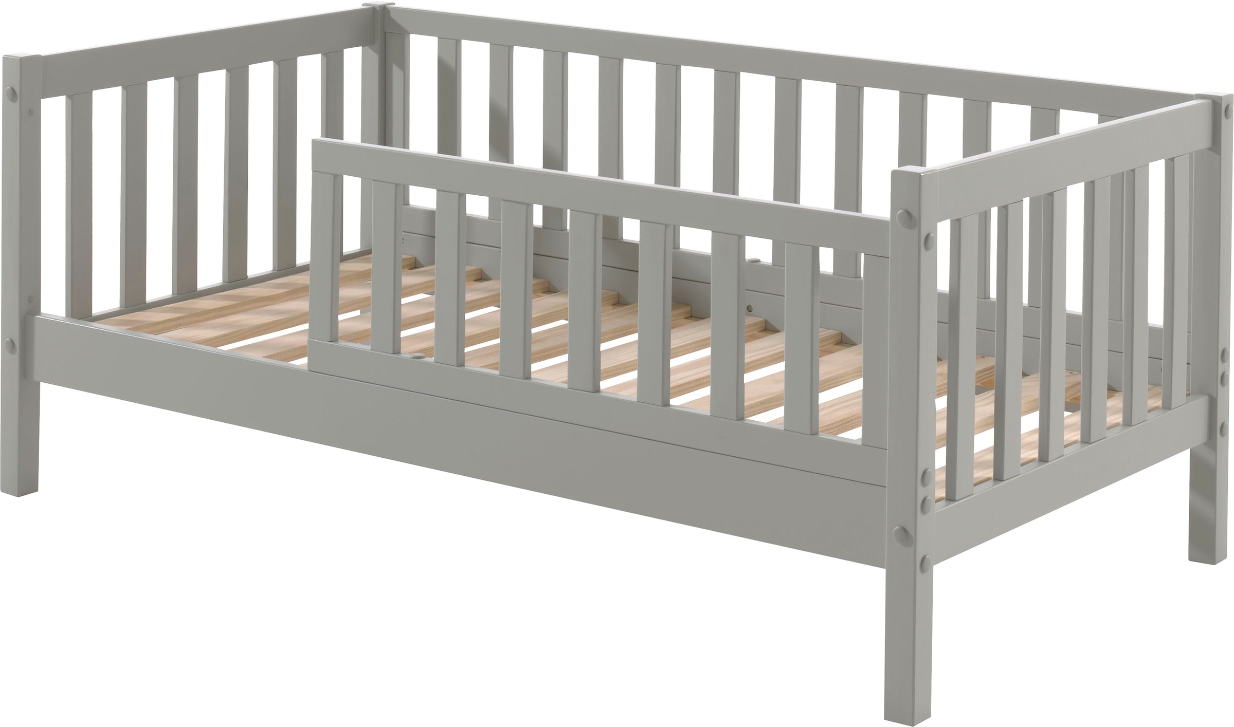 Vipack Lit d'enfant »Junior, Kiefermassiv mit umlaufenden Sprossengitter und Rolllattenrost« L/H/P env. 148x60x76 cm, avec entrée de lit basse,  au choix en 2 couleurs, avec ou sans tiroir