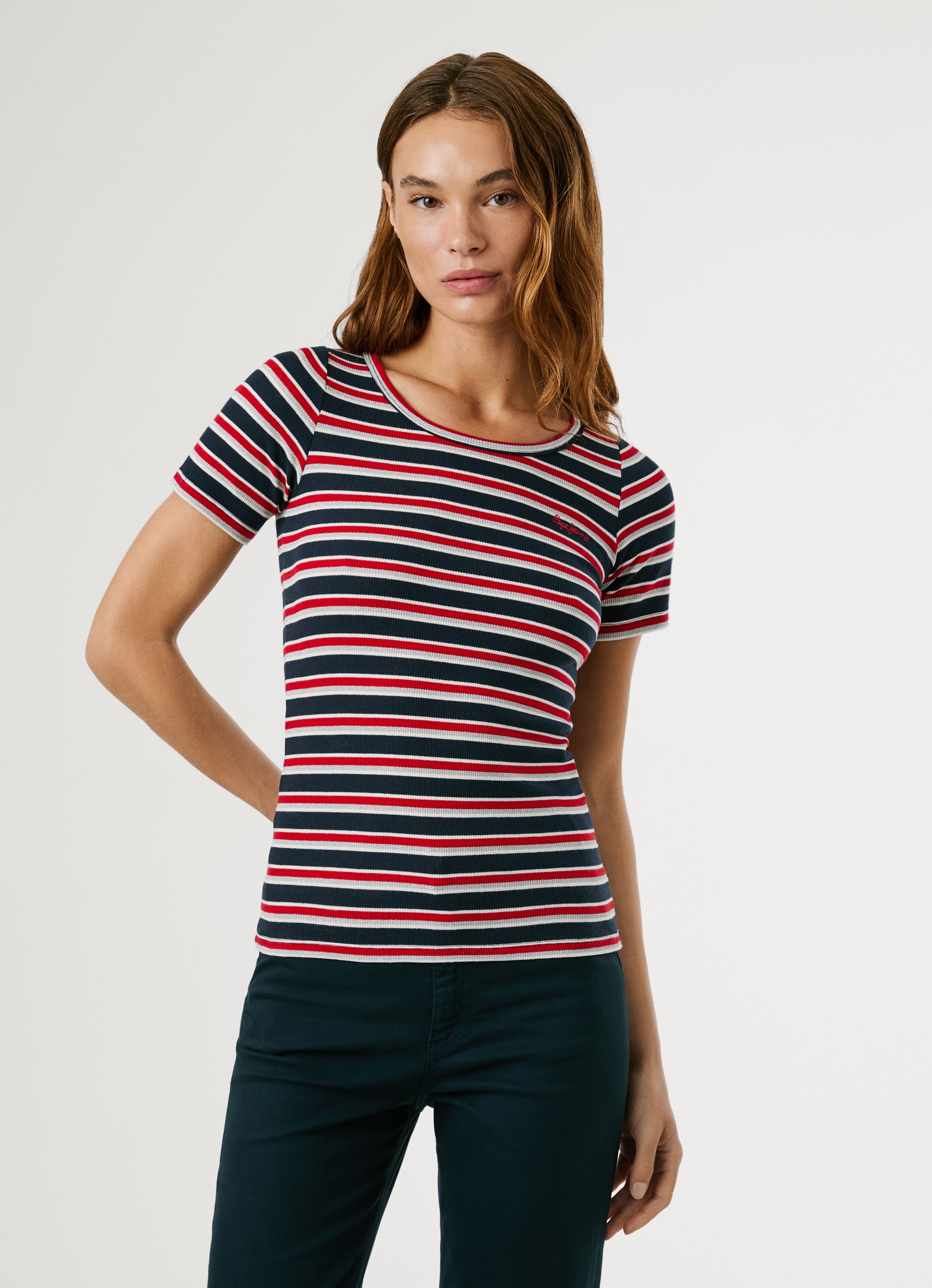 Image of Pepe Jeans Kurzarmshirt "BAMBU" Slim Fit mit Rundhals