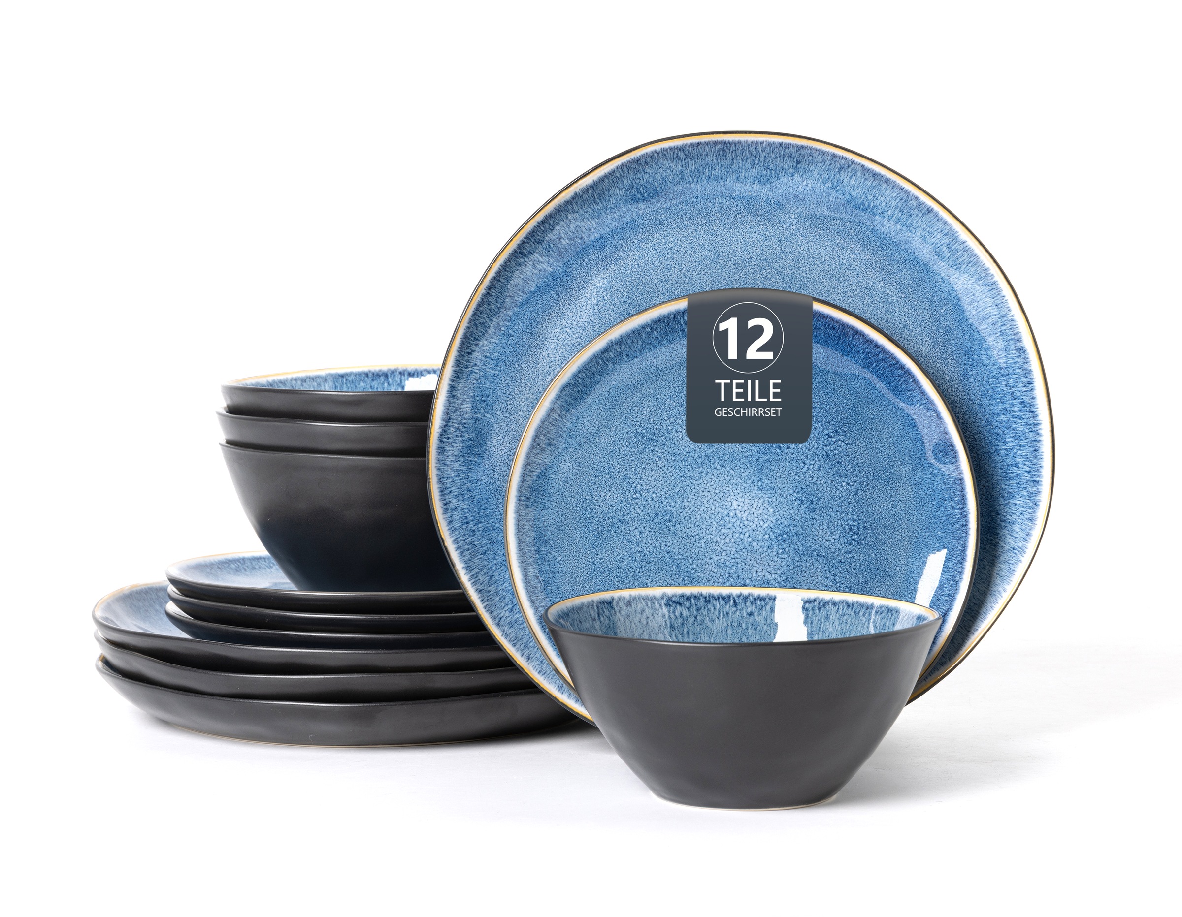 Image of GOODproduct Tafelservice "Teller Set, Service Allden" Teller Set, jedes Stück ein Unikat, 12 Teile, für 4 Personen