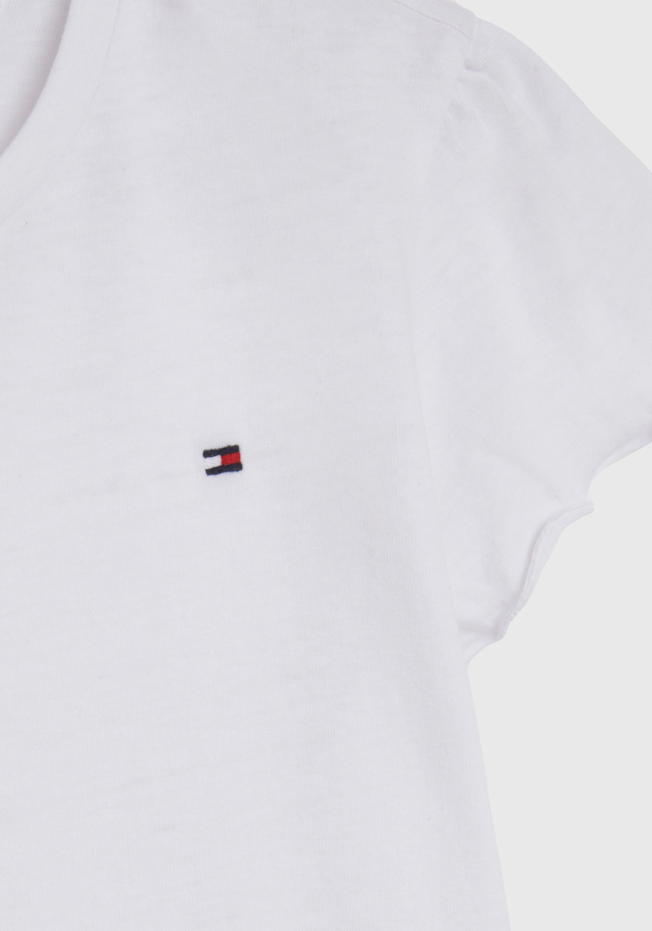 Tommy Hilfiger T-Shirt »ESSENTIAL RUFFLE SLEEVE TOP S/S«, mit Bogenkante, Logostickerei