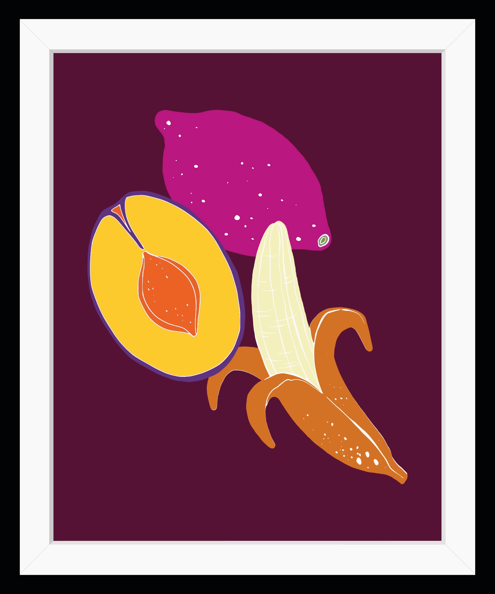 Image of queence Bild "Bibi" Kunst Lebensmittel Obst Obst Bilder Orange HD Premium Poster-Druck inkl. Holzrahmen