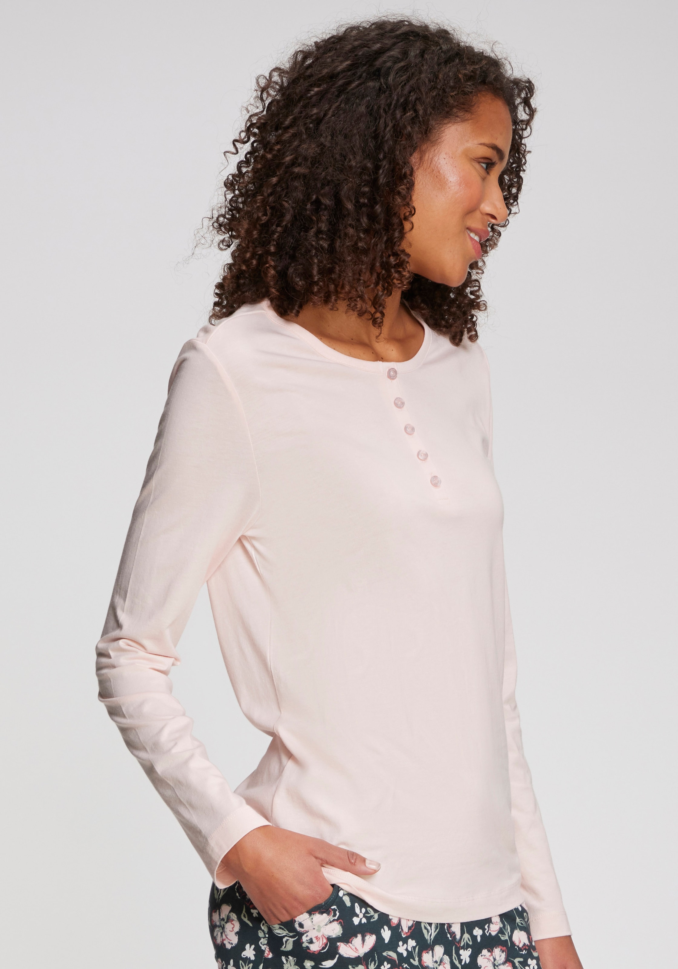 s.Oliver Haut de pyjama mit kurzer Knopfleiste