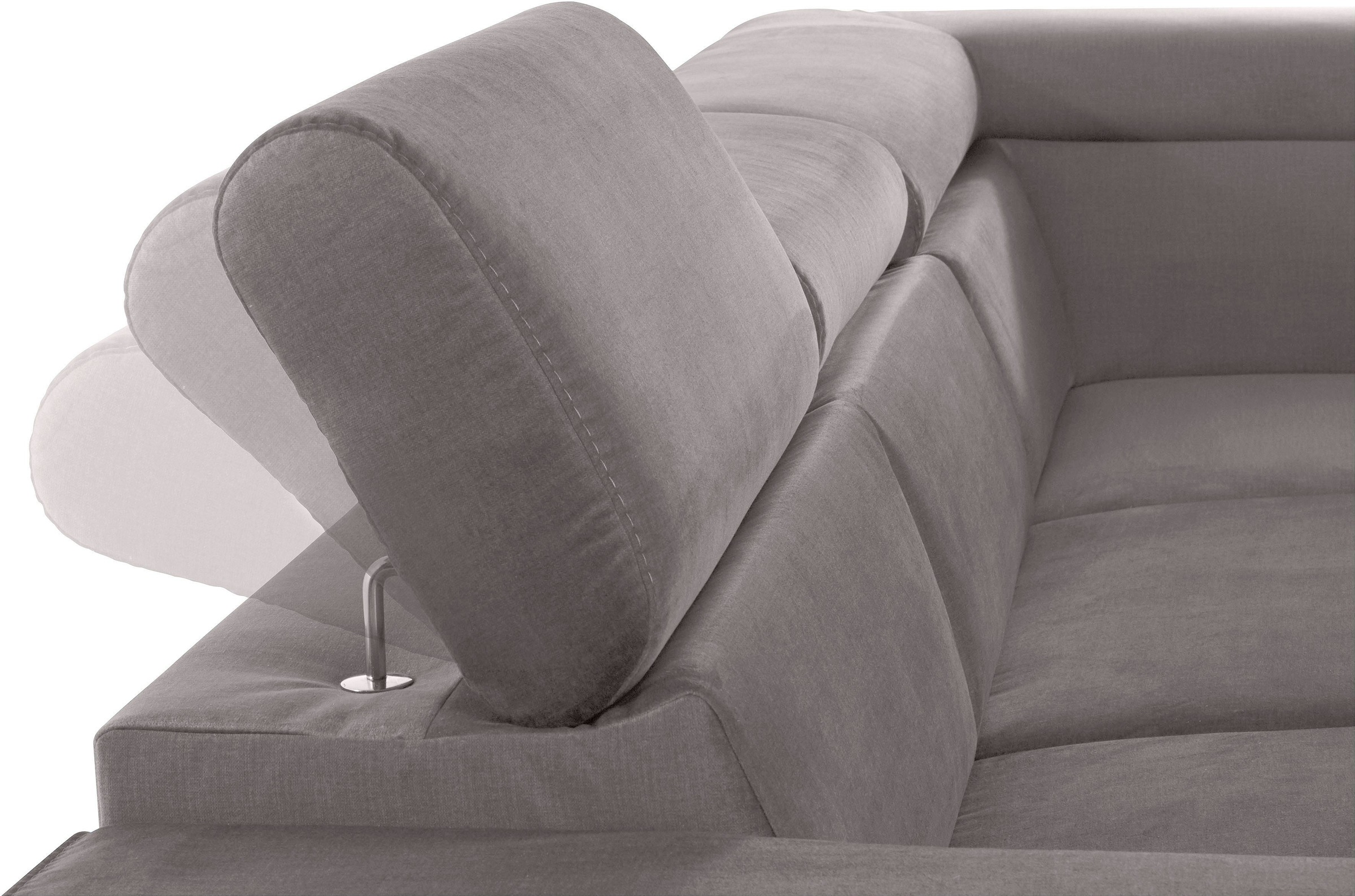 COTTA Polstergarnitur »Morven L-Form«, (Set), Set bestehend aus: Ecksofa mit Kopfteilverstellung & Hocker