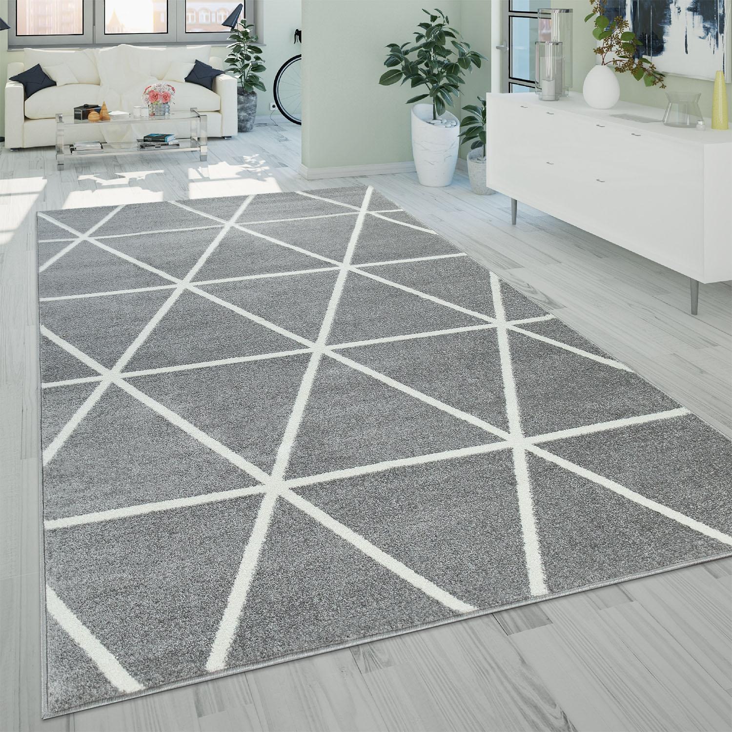 Image of Paco Home Teppich "Stella 401" rechteckig 16 mm Höhe Kurzflor, Pastellfarben, Rauten Design, Skandi Muster, Kundenliebling