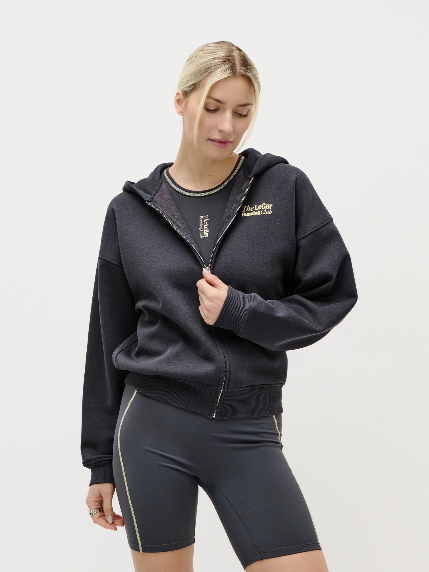 Image of LeGer Kapuzensweatjacke "Admira, LeGer by Lena Gercke" Baumwoll-Mix, mit Backprint & Kontrastdetails