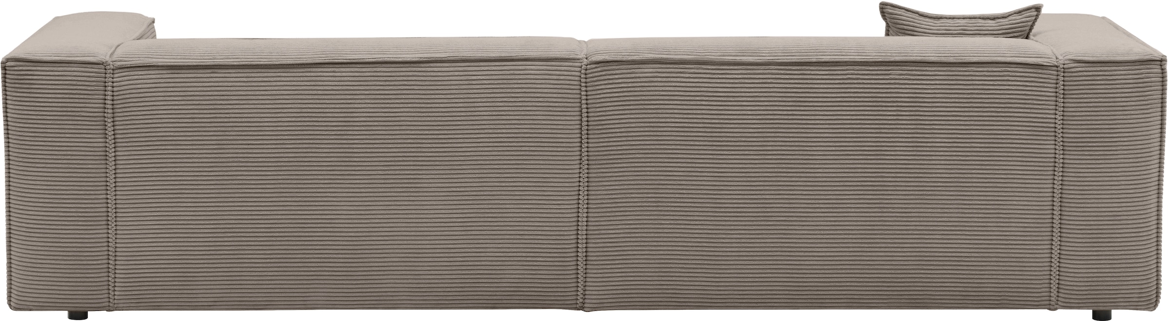 LeGer Home by Lena Gercke Ecksofa »PIARA mit Kedernaht, Cord, Leinenoptik o. Strukturstoff, Couch, L-Form«, wahlweise Ottomane rechts/links, schwarze Füsse, bequemer Sitzkomfort