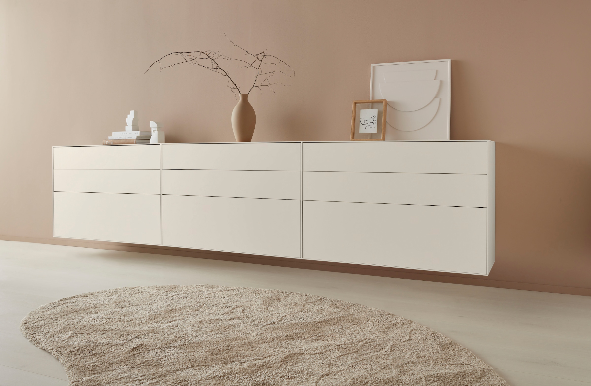 Sideboard »Essentials«, (3 St.), Breite: 335cm, MDF lackiert, Push-to-open-Funktion