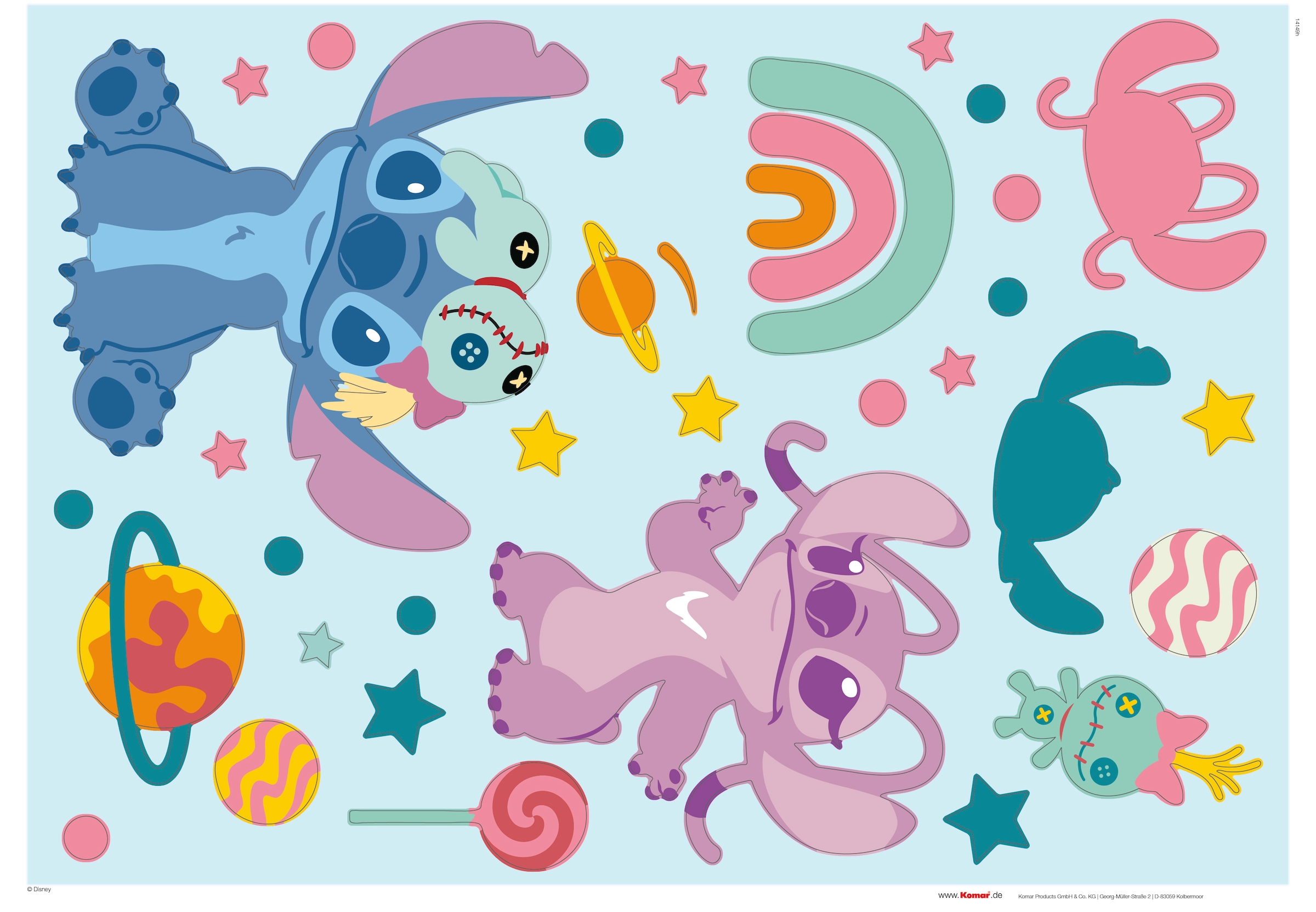Komar Wandtattoo »Stitch World - Grösse 50 x 70 cm«, (35 St.), selbstklebend, Wandsticker, Kinderzimmer