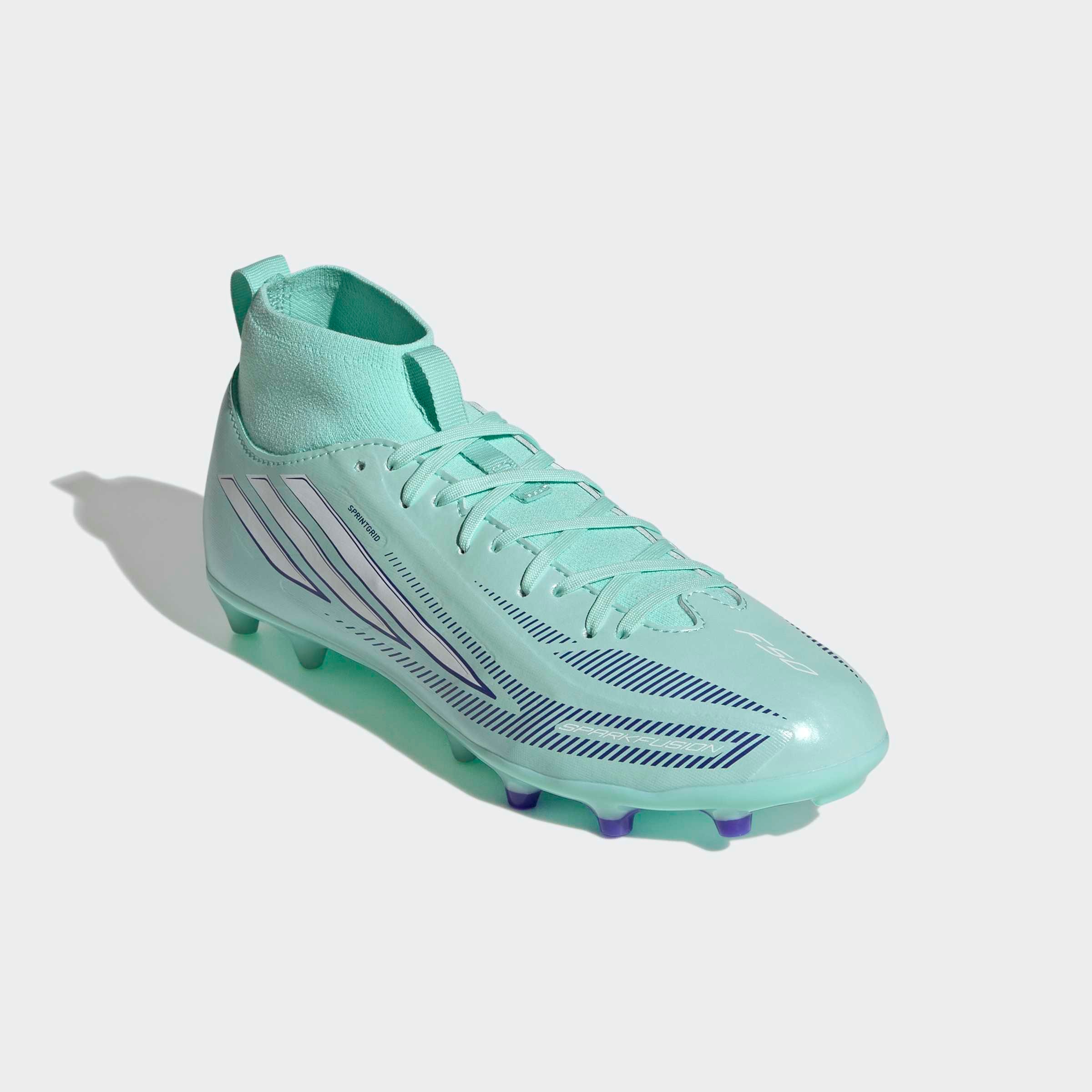 Image of adidas Performance Fussballschuh "F50 SPARKFUSION LEAGUE KIDS, NATURRASEN / KUNSTRASEN, HALBHOCH" für Rasen und Kunstrasenplätze geeignet