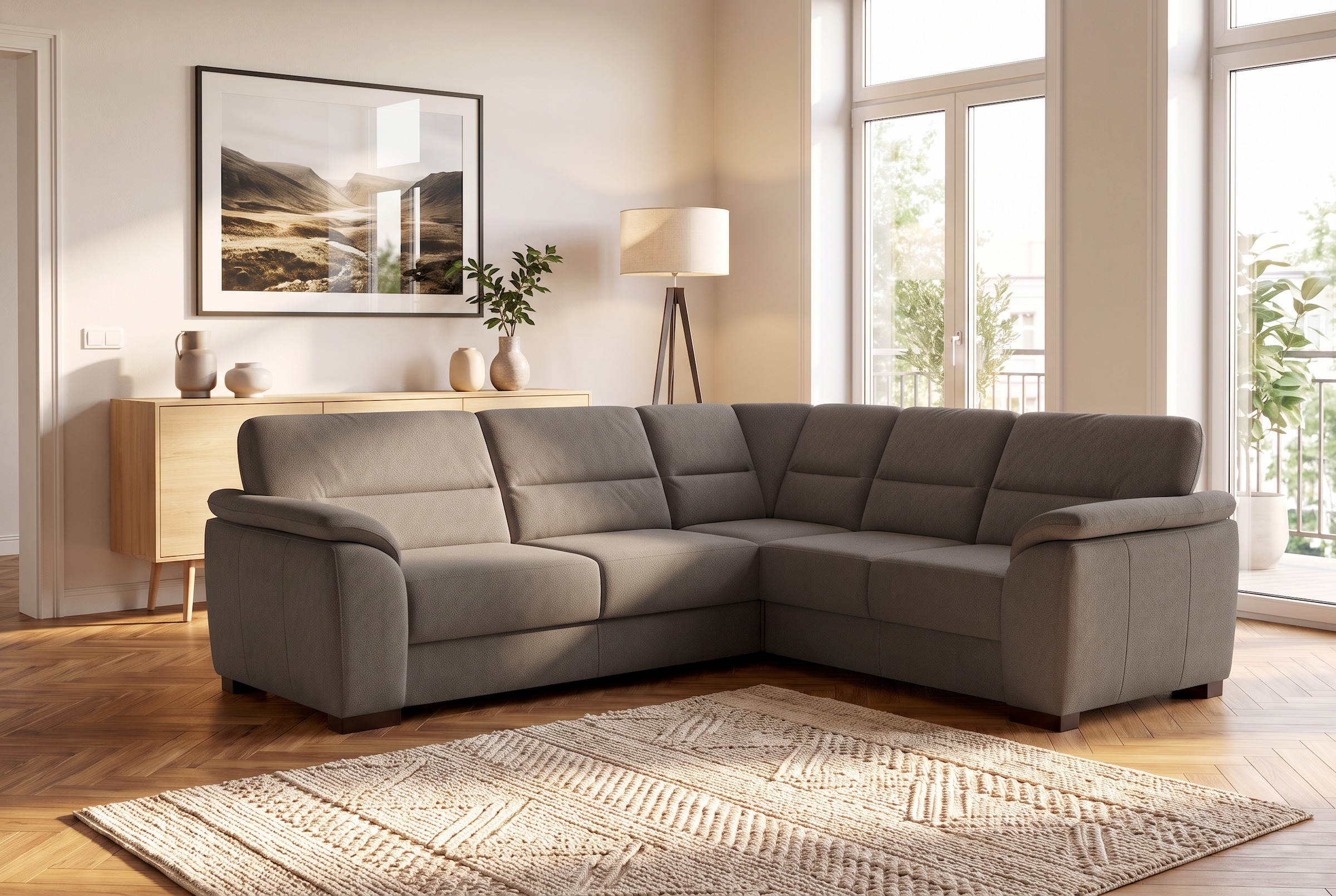 Image of sit&more Ecksofa "Montego L-Form, B: 256 cm, grosse Stoffauswahl, Komfortsitzhöhe 46 cm" mit Schlaffunktion und Schubkasten mit Stauraum