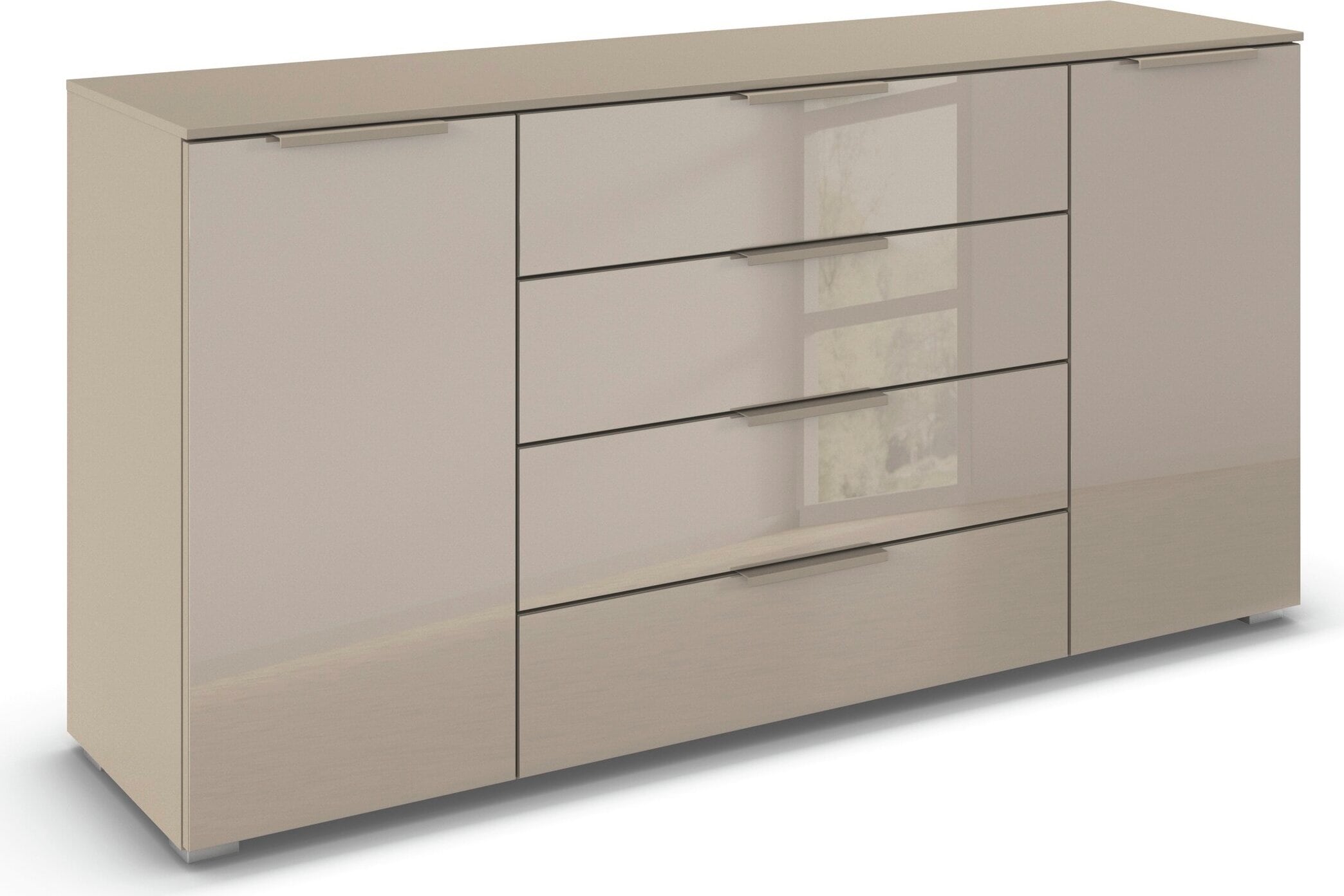 Image of rauch Kombikommode "Sideboard Schubkommode Kommode MONTCLAR Front Dekor/Hochglanz/Glas" Breite 160 / Höhe 81 cm, 2 Einlegeböden, inkl. Soft-Close-Funktion, 2-türig, 4 geräumige Schubladen, viele Griffvarianten MADE IN GERMANY