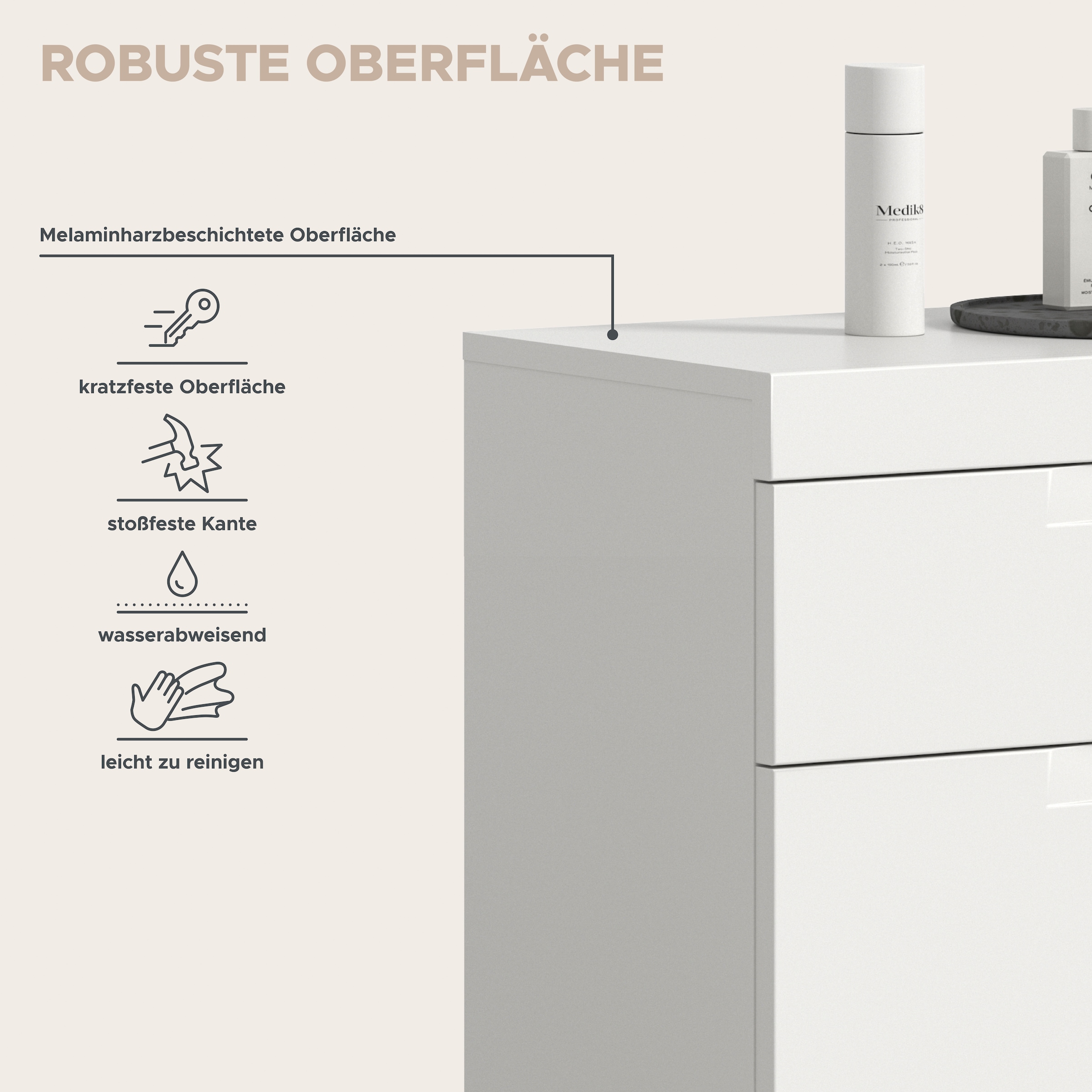 GOODproduct Commode de salle de bain »MAOI, Breite 75 cm, 2 Türen, 1 Schubkasten, 2 Fächer« Armoire de salle de bain, armoire, commode, armoire moyenne, salle de bain