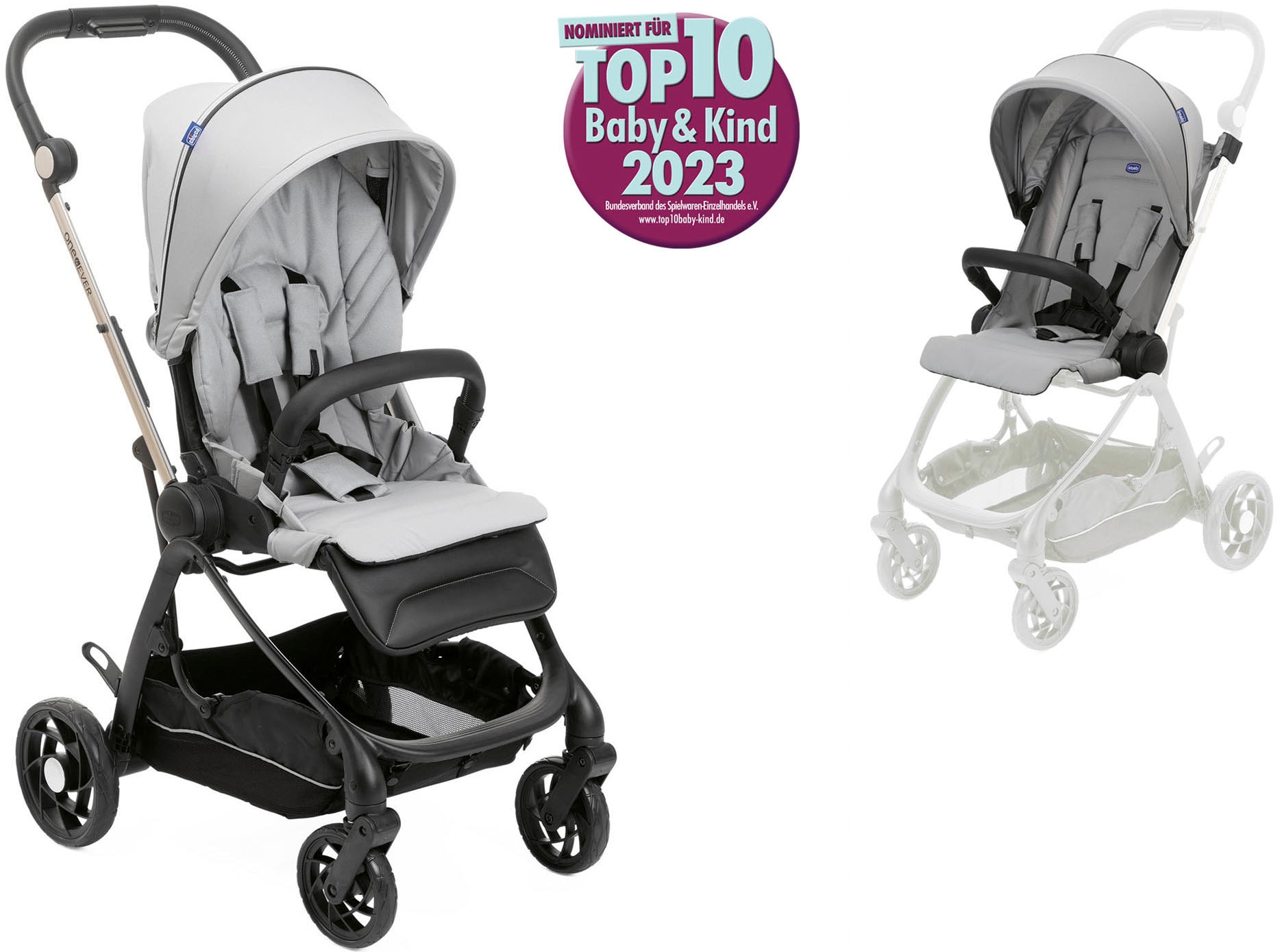 Chicco Kombi-Kinderwagen »Kinderwagen One4ever, silverleaf«, mit zwei Sitzen