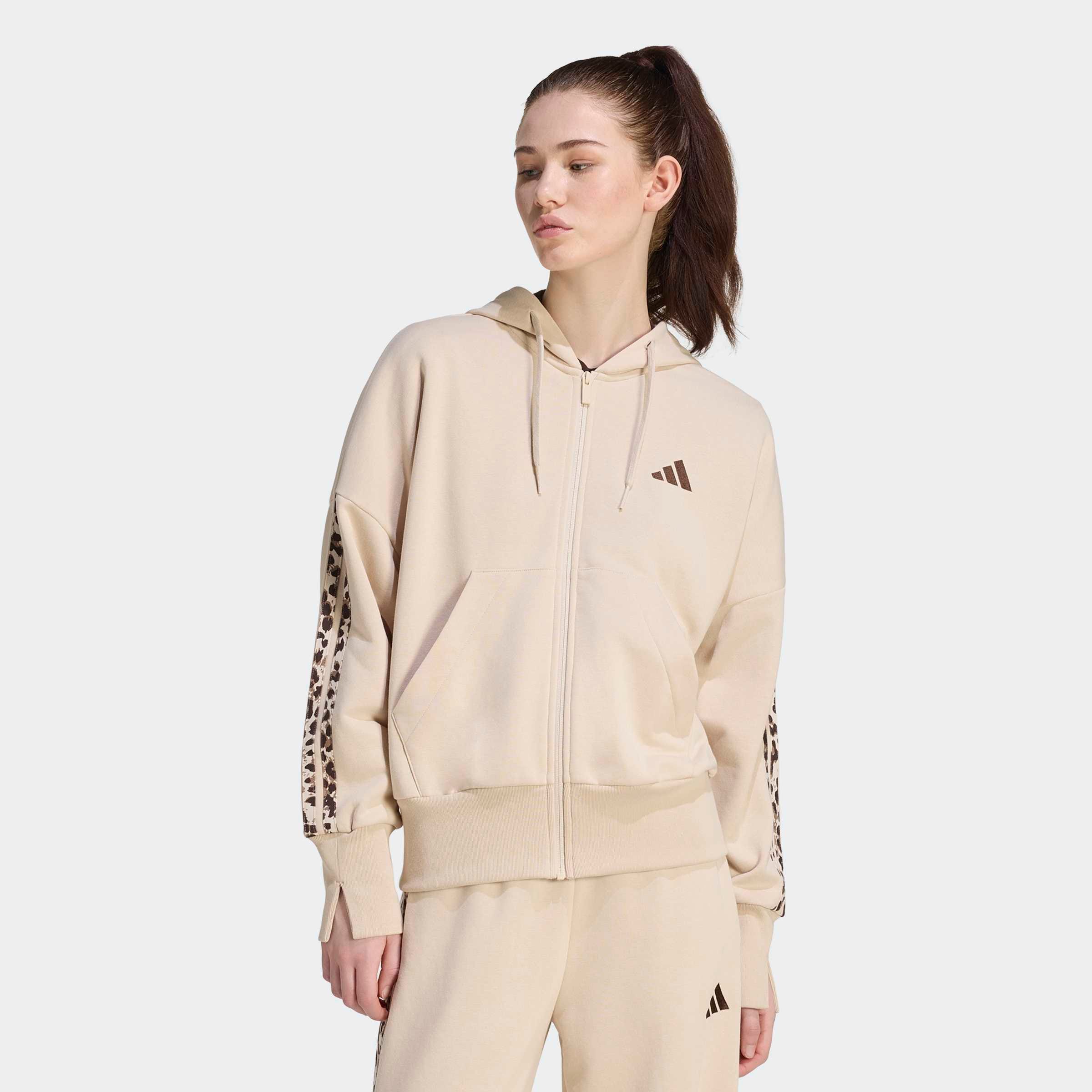 Image of adidas Sportswear Kapuzensweatjacke "SEASONAL ESSENTIALS 3-STREIFEN, ANIMALPRINT"