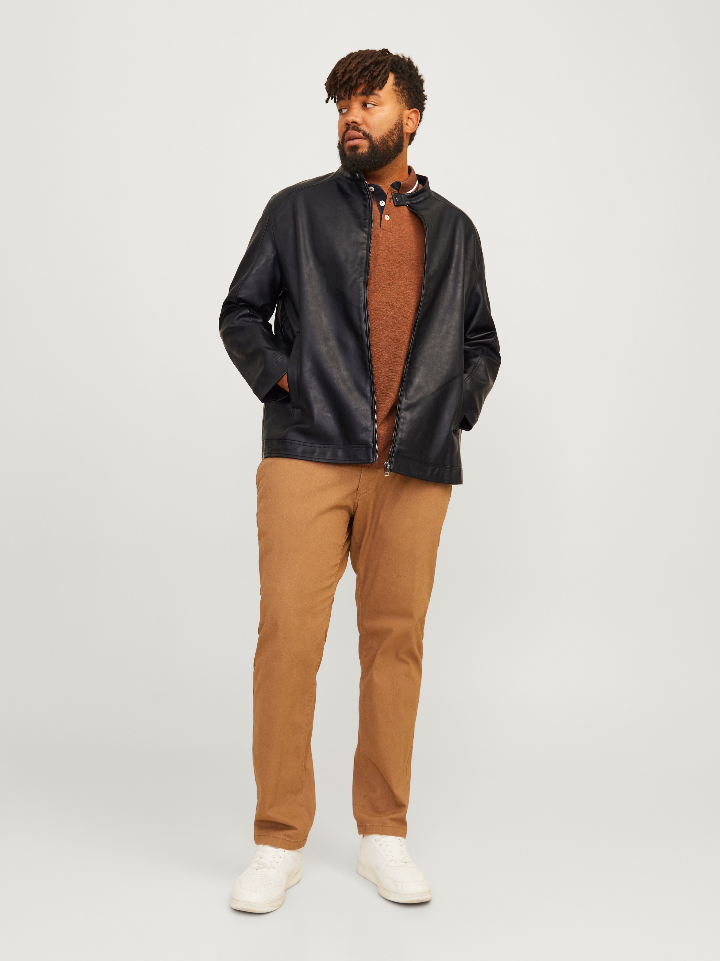 Jack & Jones PlusSize Lederimitatjacke »JJEDYLAN CLEAN PU JACKET NOOS PLS«, ohne Kapuze, in Leder Optik