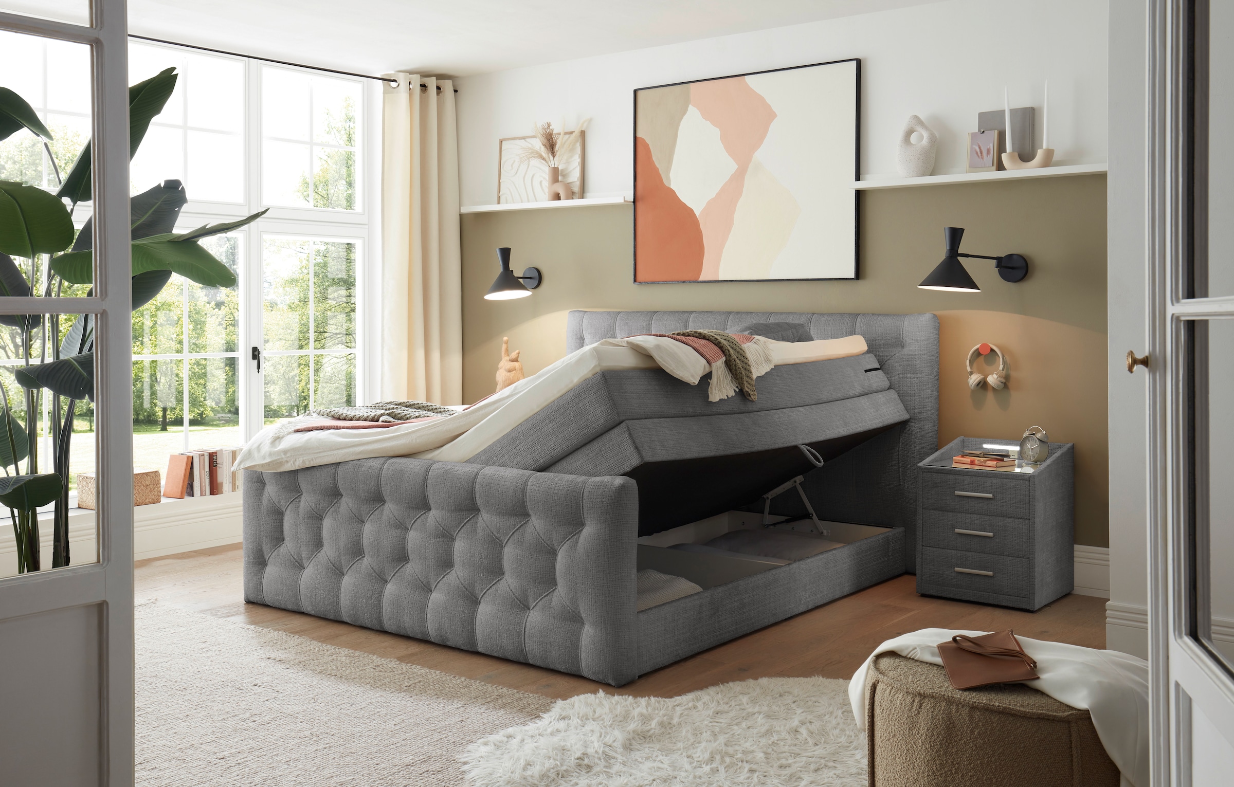 ED EXCITING DESIGN Boxspringbett »"Cashfield"! Topseller inkl. zwei Bettkästen & Topper«, erhältlich in der Grösse 180x200cm