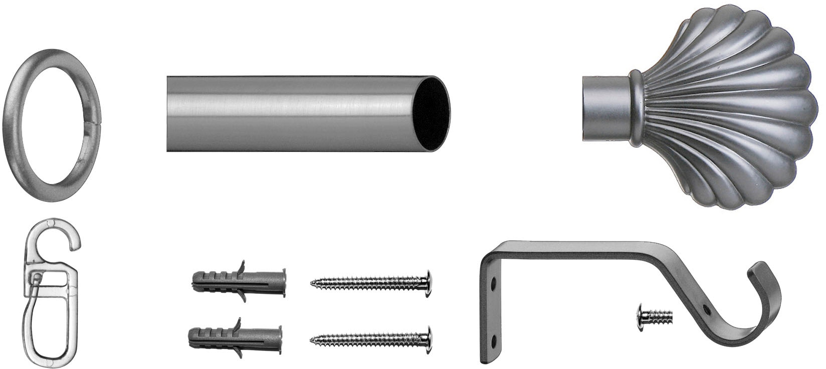 indeko Gardinenstange »Volterra«, 1 läufig-läufig, Fixmass, Komplett-Set inkl. Ringen und Montagematerial