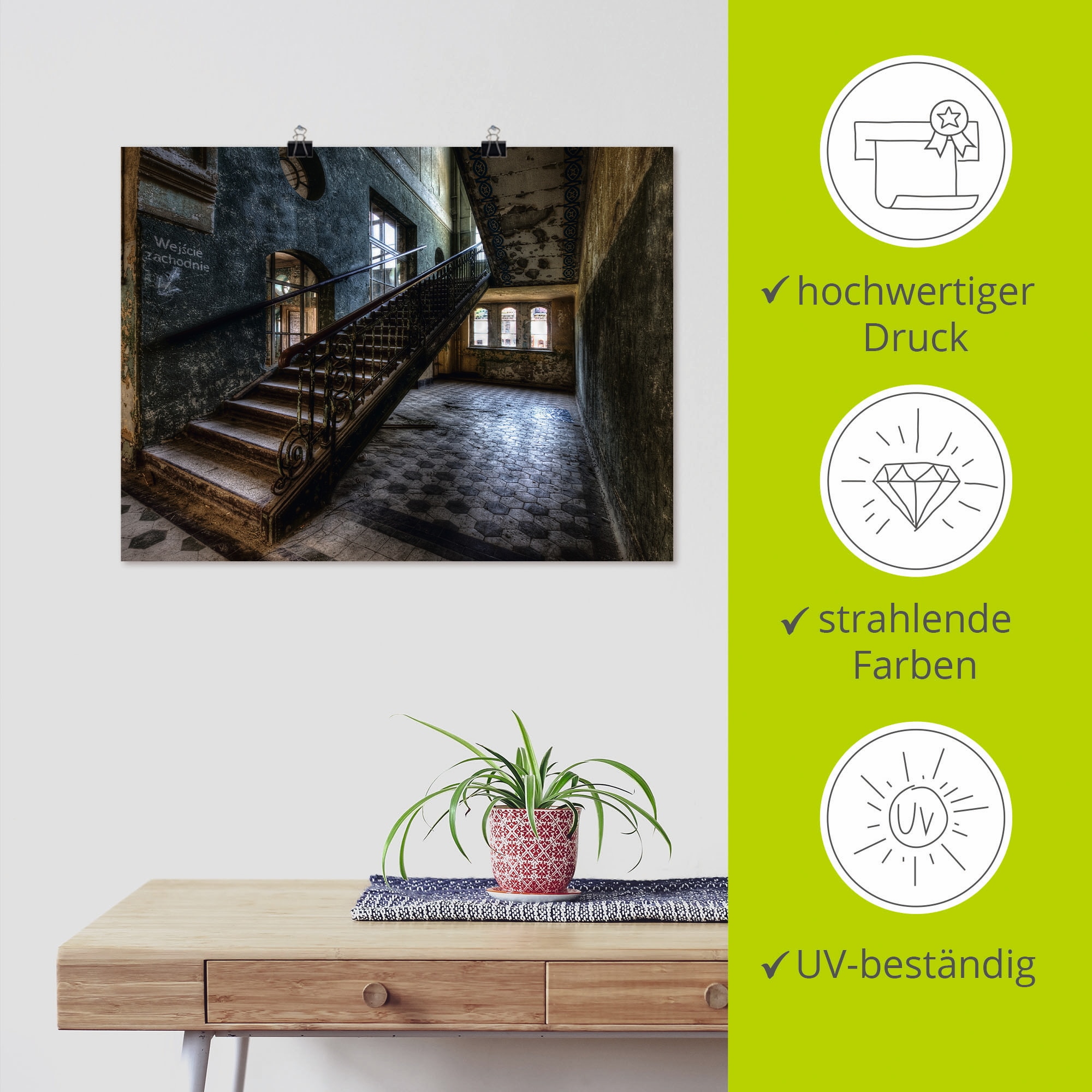 Artland Wandbild »Lost Place - Treppen« Architektonische Elemente 1 Stk. tlg. als Leinwandbild, Poster in verschied. Grössen