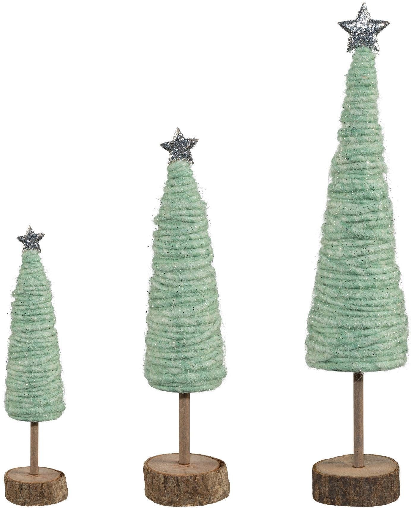 Dekobaum »Weihnachtsdeko«, aus Holz und Wolle, Höhe 25 / 33 /46 cm