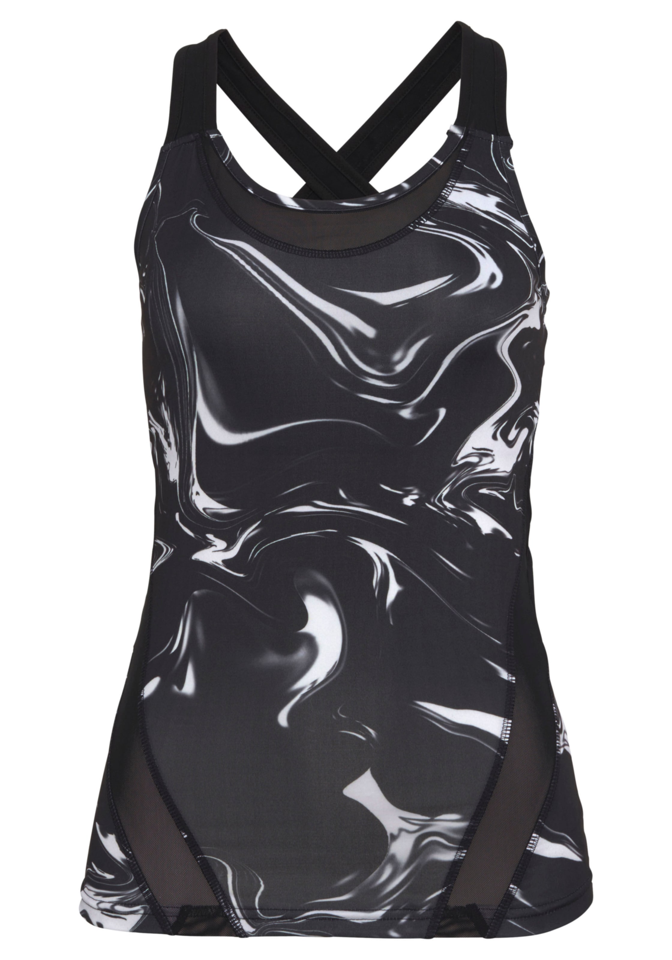 LASCANA ACTIVE Funktionsshirt »White Marble«, mit gekreuzten Trägern und Mesheinsätzen