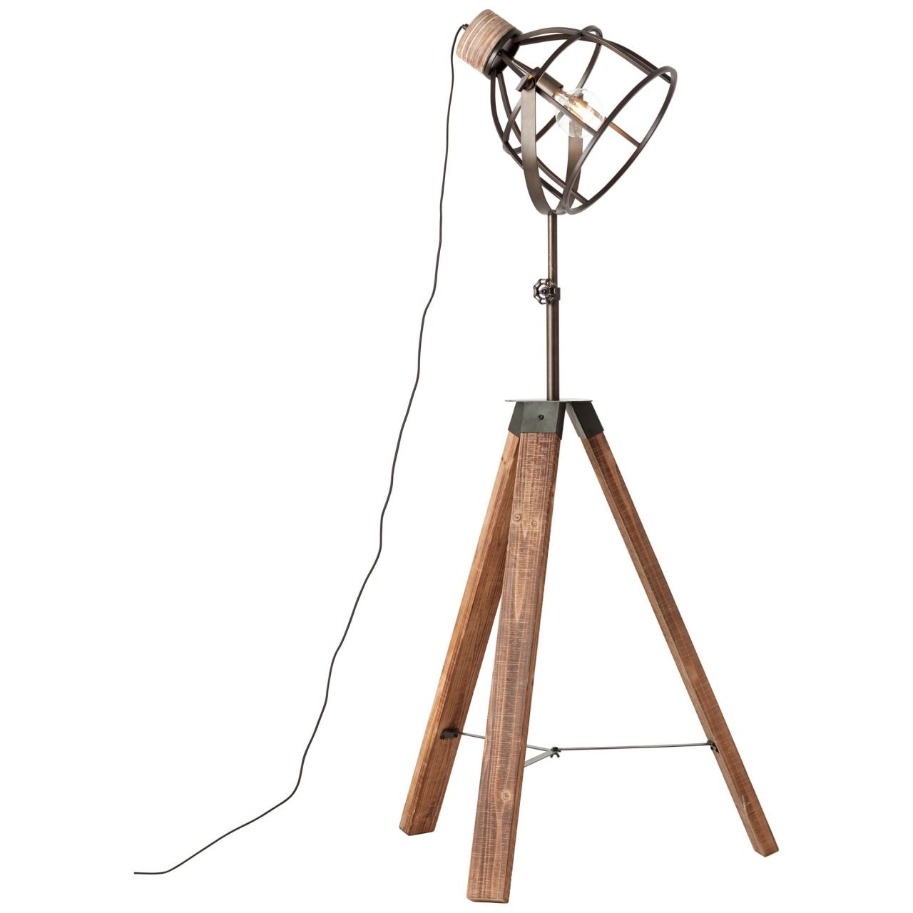 Brilliant Stehlampe »Matrix Wood«, 1 flammig, Leuchtmittel E27 | ohne Leuchtmittel, Stehlampe dreibeinig schwarz stahl