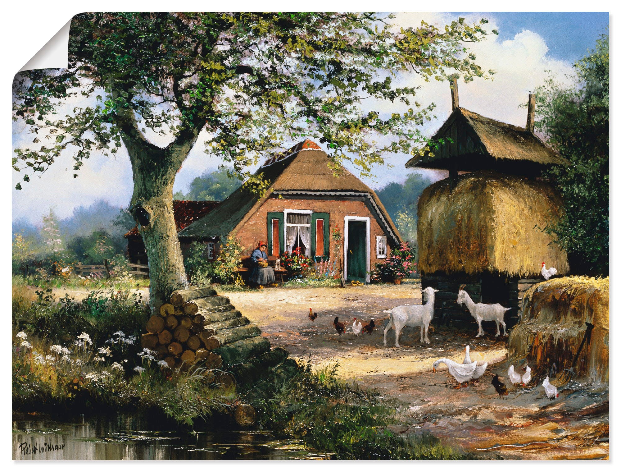 Image of Artland Wandbild »Idyllische Farm mit Hühnern und Ziegen«, Garten, (1 St.), in vielen Grössen & Produktarten -Leinwandbild, Poster, Wandaufkleber / Wandtattoo auch für Badezimmer geeignet bei Ackermann Versand Schweiz