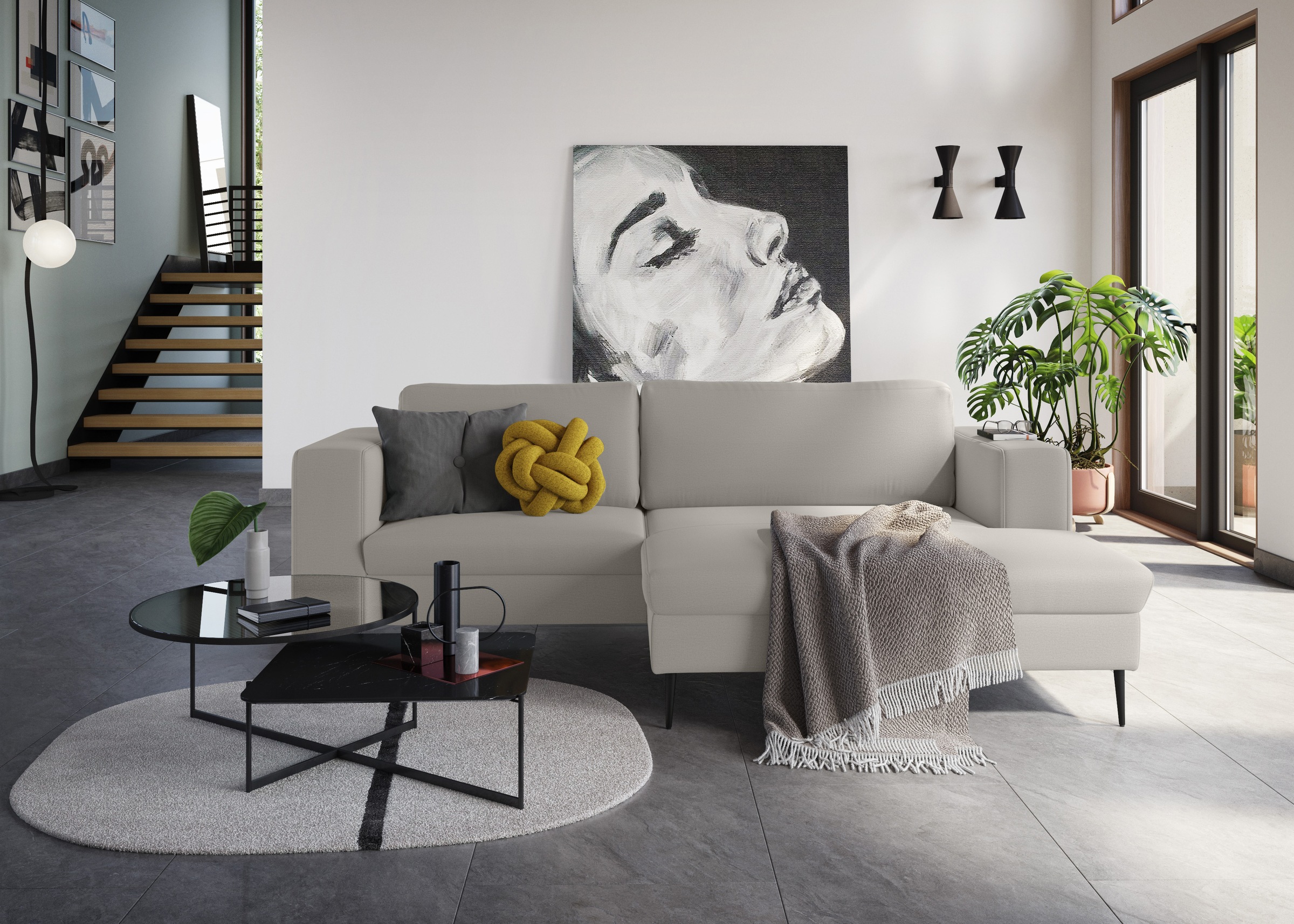 DOMO collection Ecksofa »Modica L-Form«, moderne Optik mit grosszügiger RecamiÃ¨re, auch in Cord