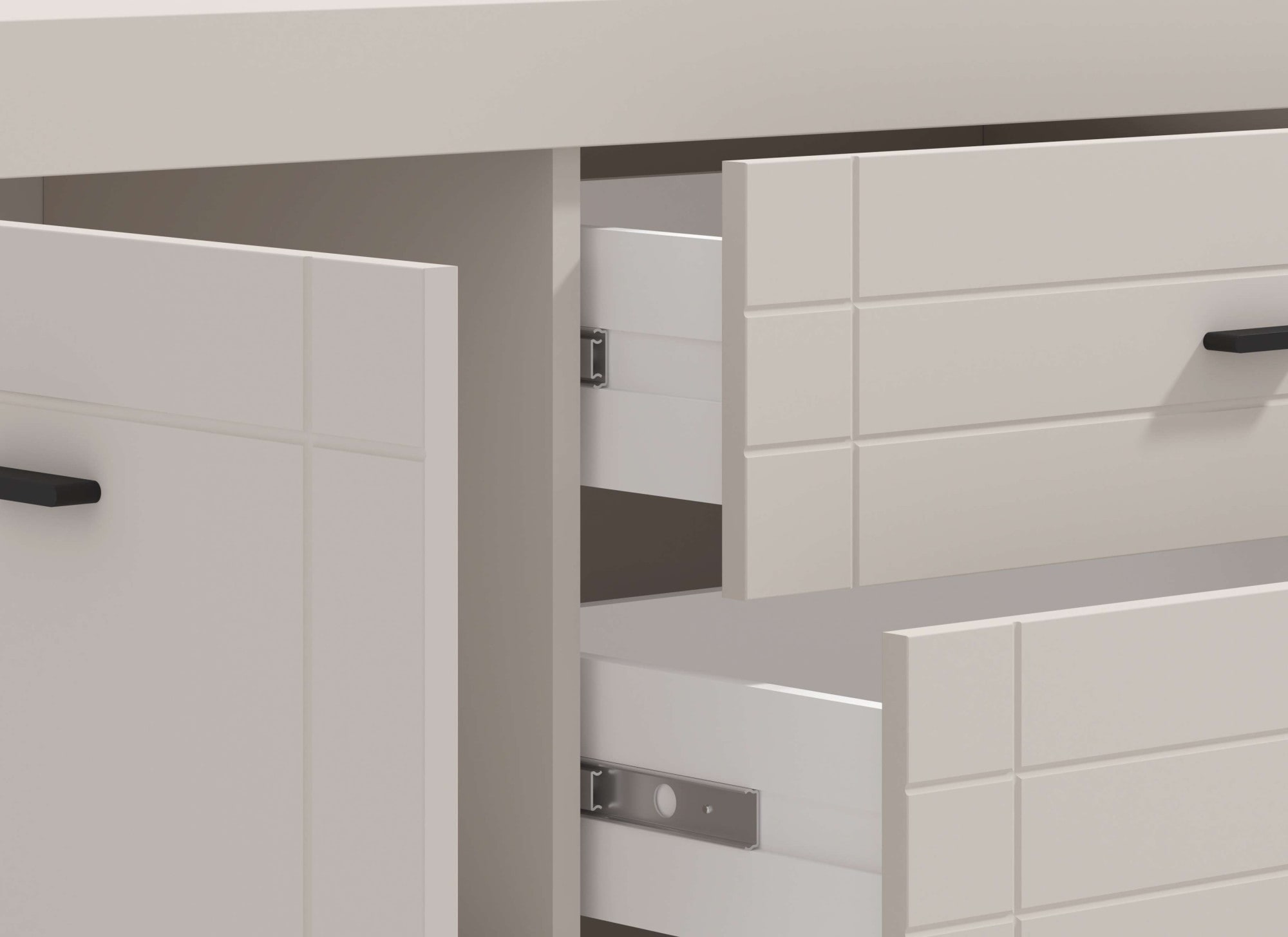 Home affaire Lowboard »Warwick TV-Board, TV-Kommode, TV-Schrank, TV-Unterschrank, TV-Möbel« Elegantes Lowboard in Kaschmir mit viel Stauraum, Heissfolienprägung