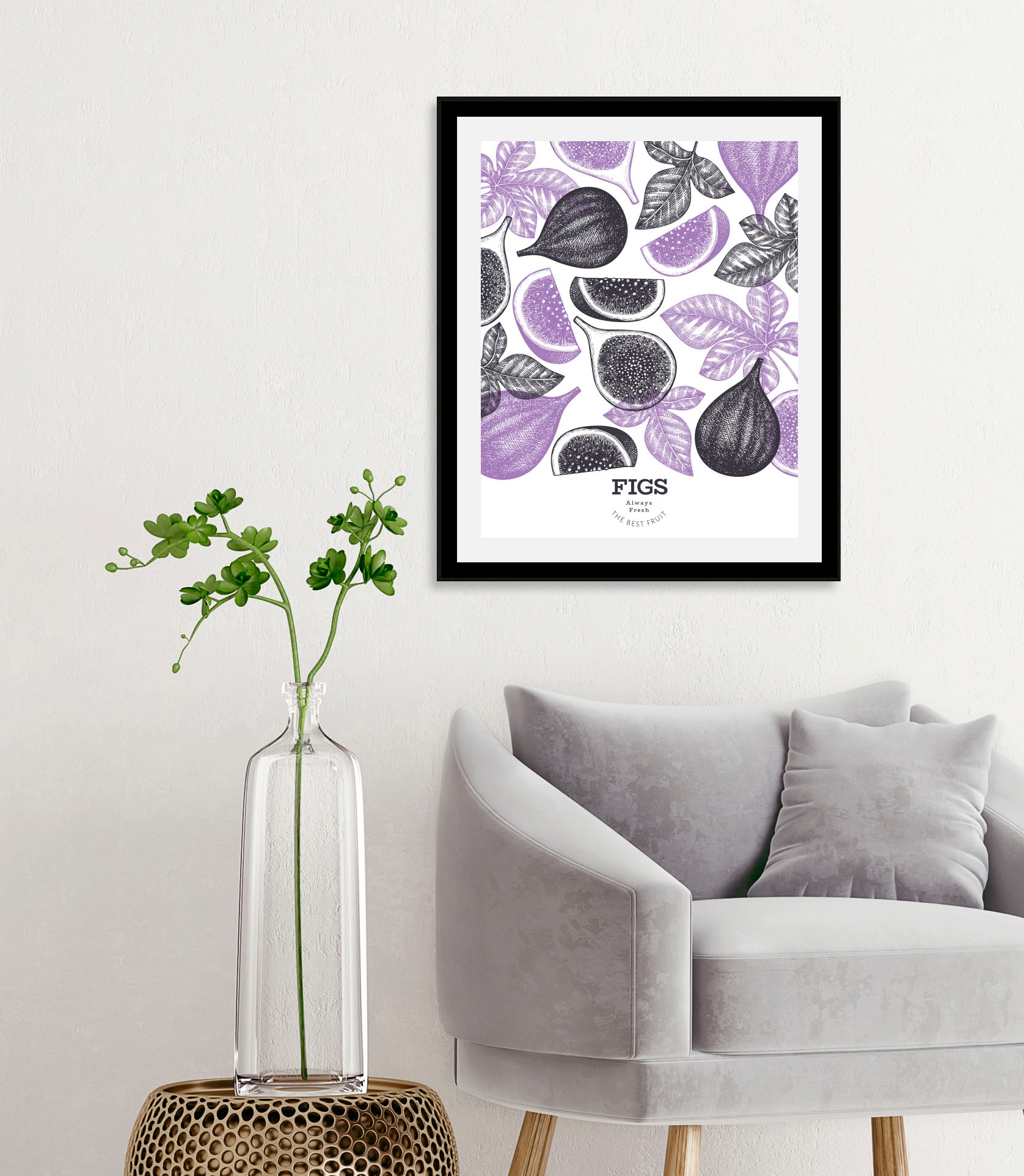 Image of queence Bild "Figs" Abstrakt Essen Figuren Kunst Lebensmittel Obst Obst Bilder 1 Stk. tlg. gerahmt