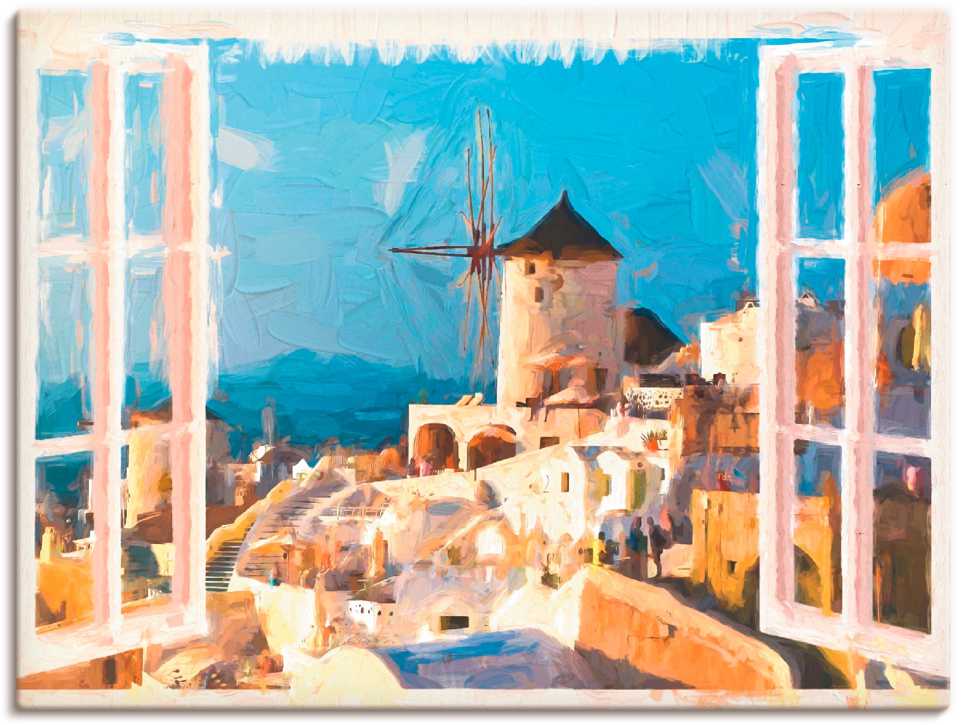 Image of Artland Wandbild »Blick durch das Fenster auf Santorin«, Fensterblick, (1 St.), in vielen Grössen & Produktarten -Leinwandbild, Poster, Wandaufkleber / Wandtattoo auch für Badezimmer geeignet bei Ackermann Versand Schweiz