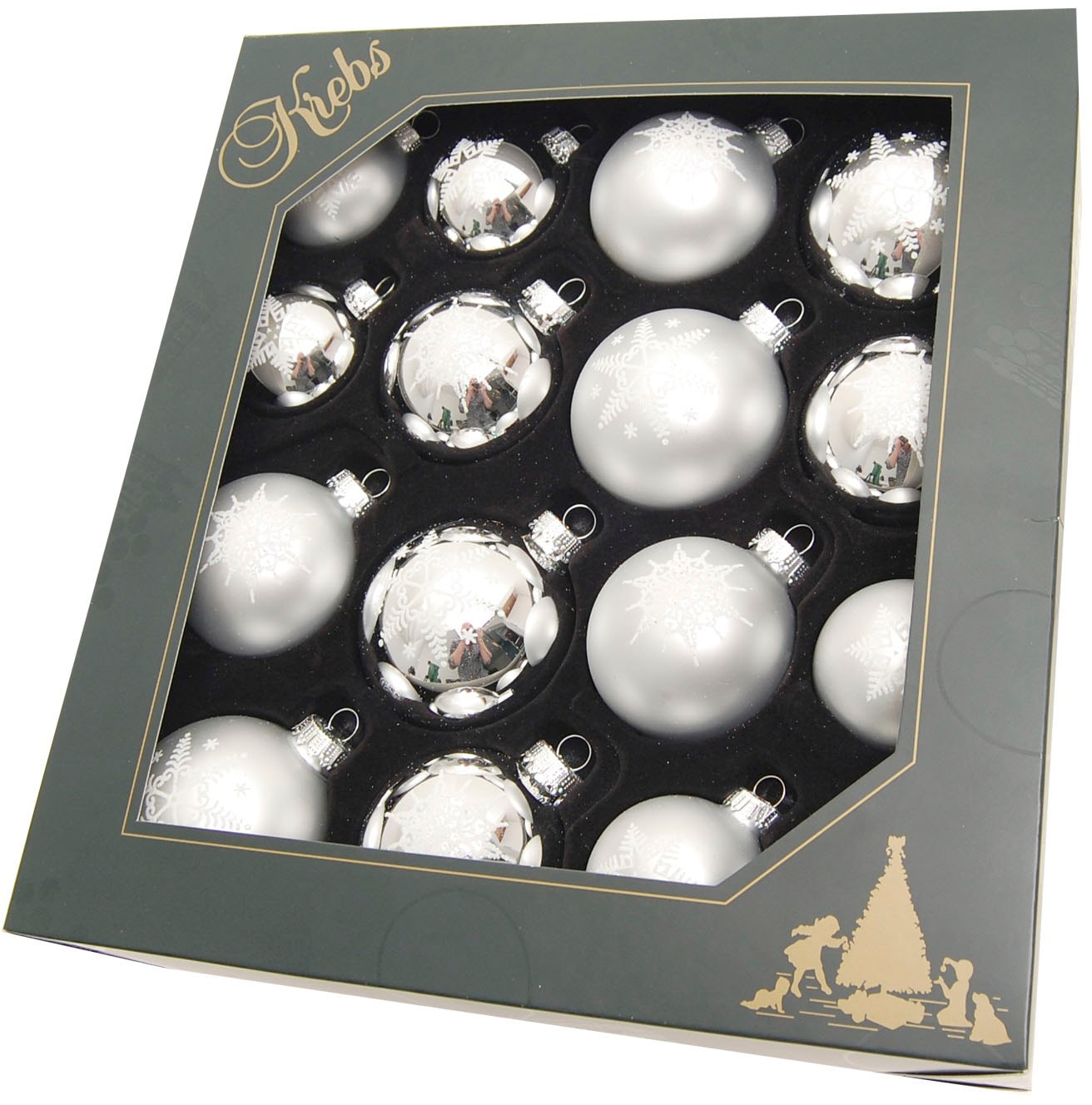 Krebs Glas Lauscha Weihnachtsbaumkugel »Schneeflocke silberfarben« Weihnachtsdeko, Christbaumschmuck, Christbaumkugeln aus Glas