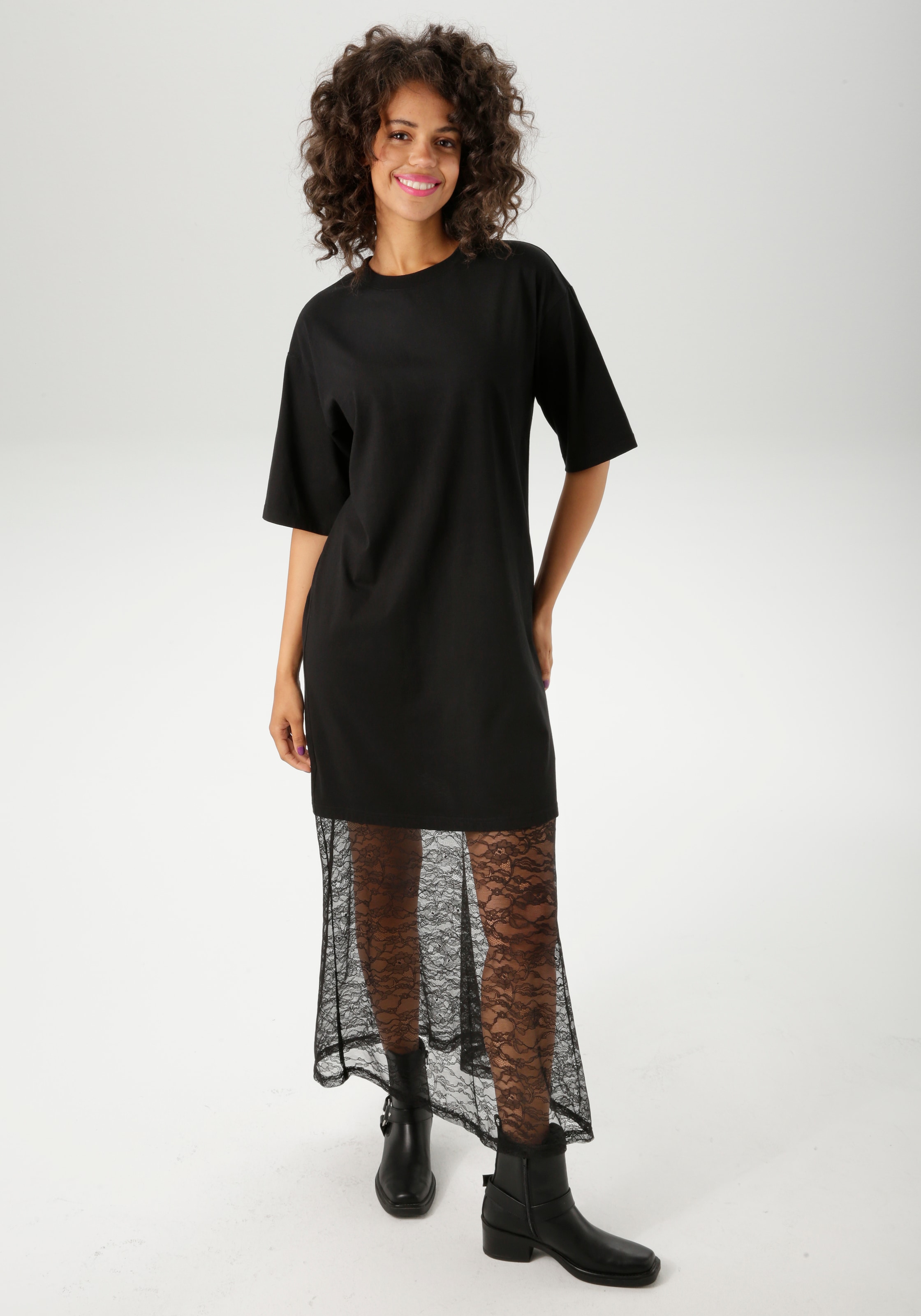 Image of Aniston CASUAL Maxikleid mit raffinierter Spitze am Saum