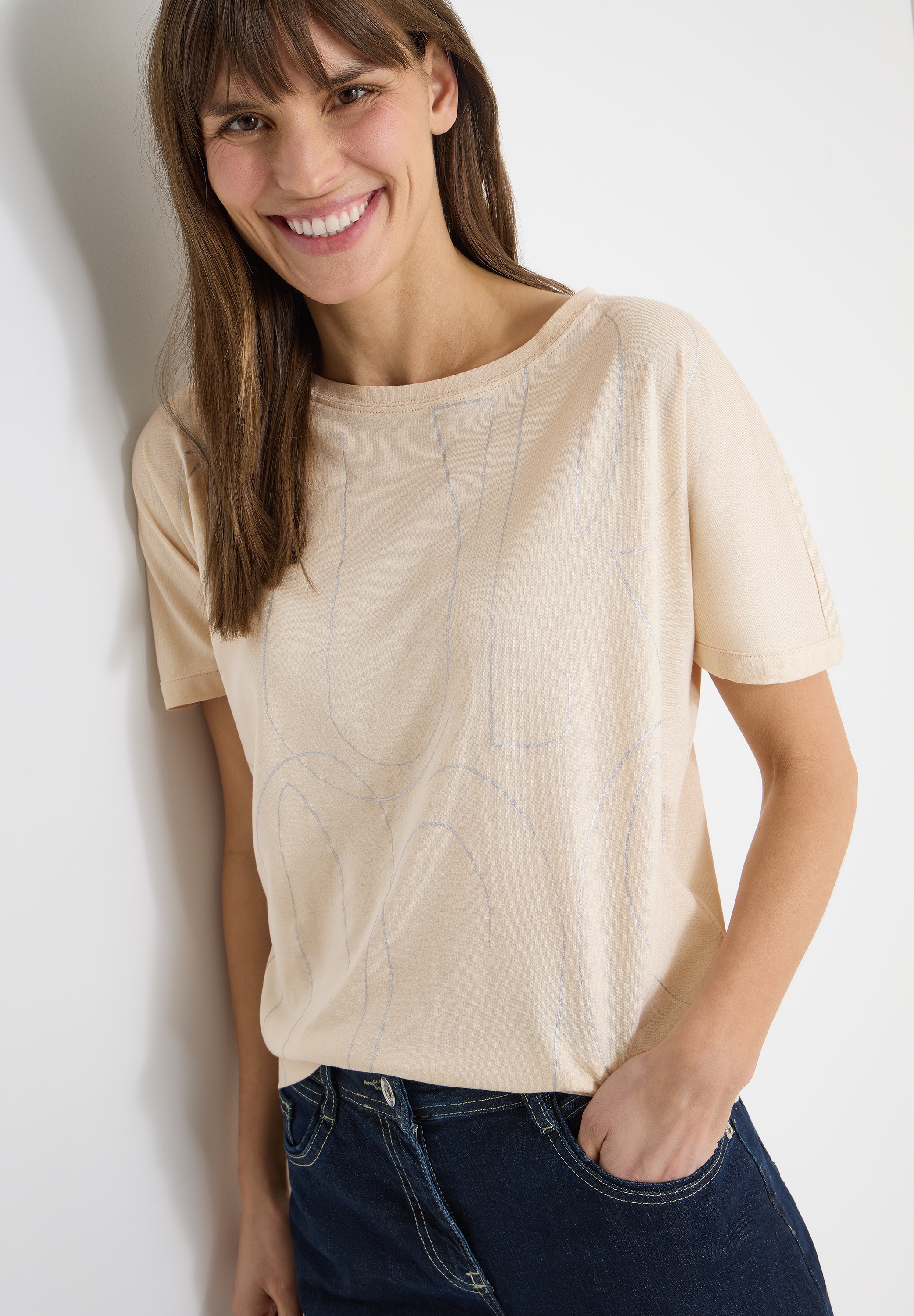 Image of Cecil Kurzarmshirt Rundhals mit Folienprint