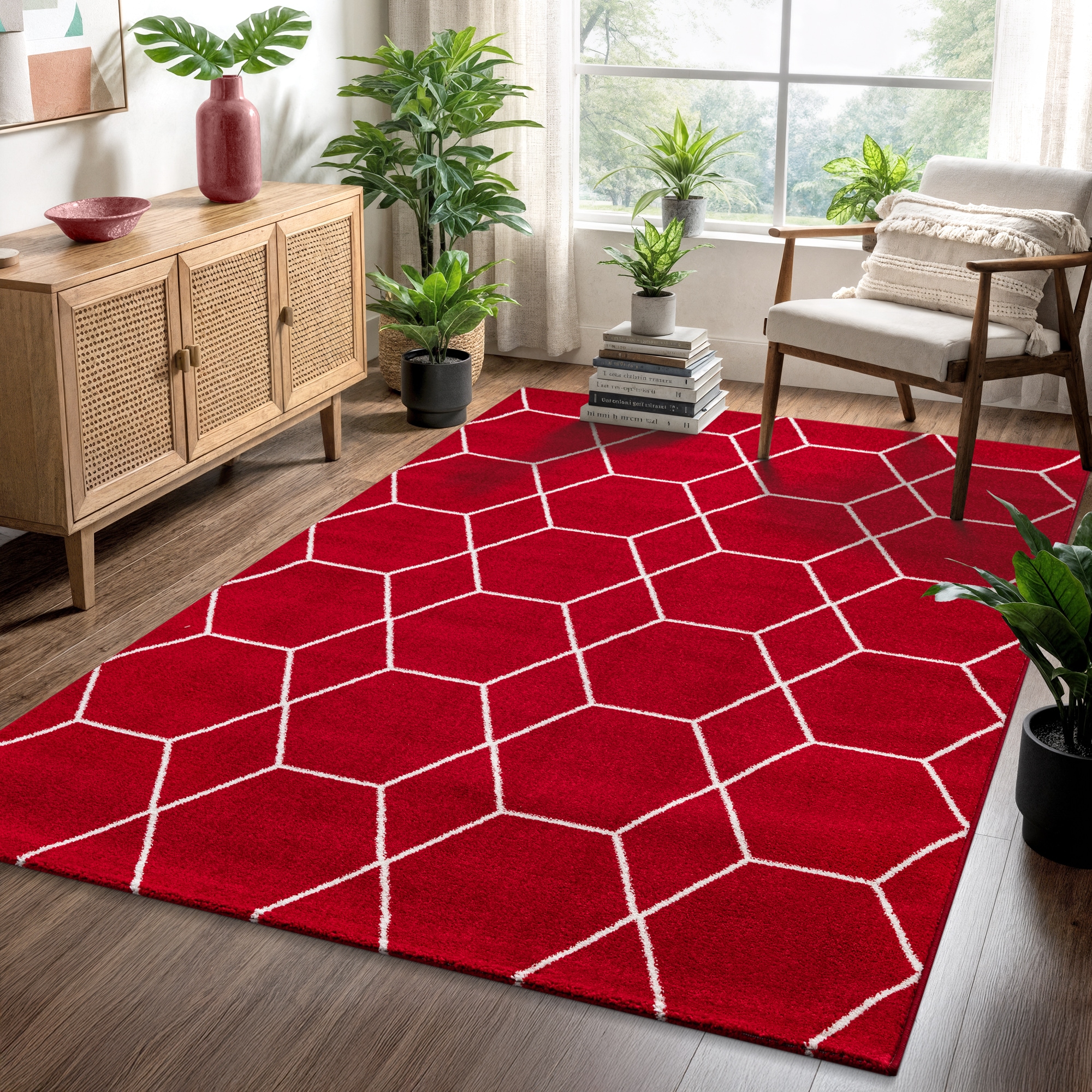 Image of Sanat Teppich "Trellis, auch als Läufer und Rund" rechteckig 10 mm Höhe Kurzflor, skandi, boho, grosse Farbauswahl, alle Räume