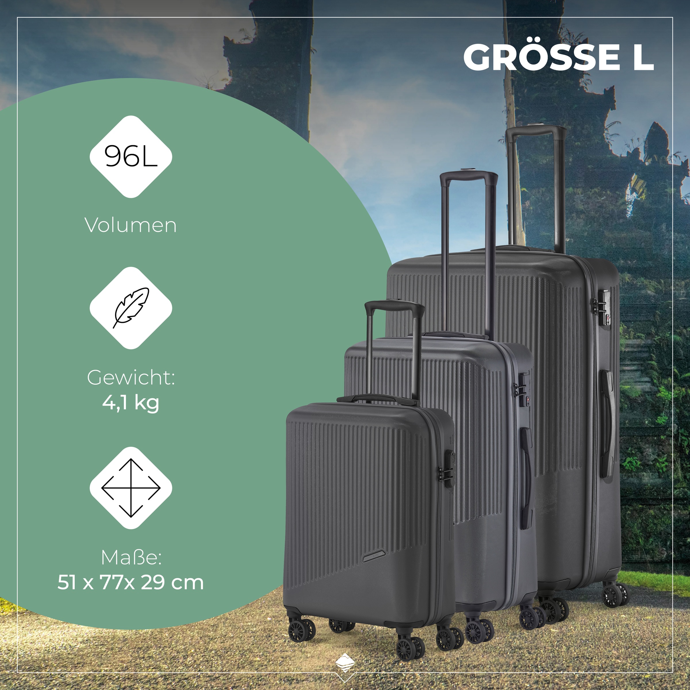 travelite Trolleyset »BALI 3-teilig Hartschale« TSA-Schloss – robustes Reisegepäck