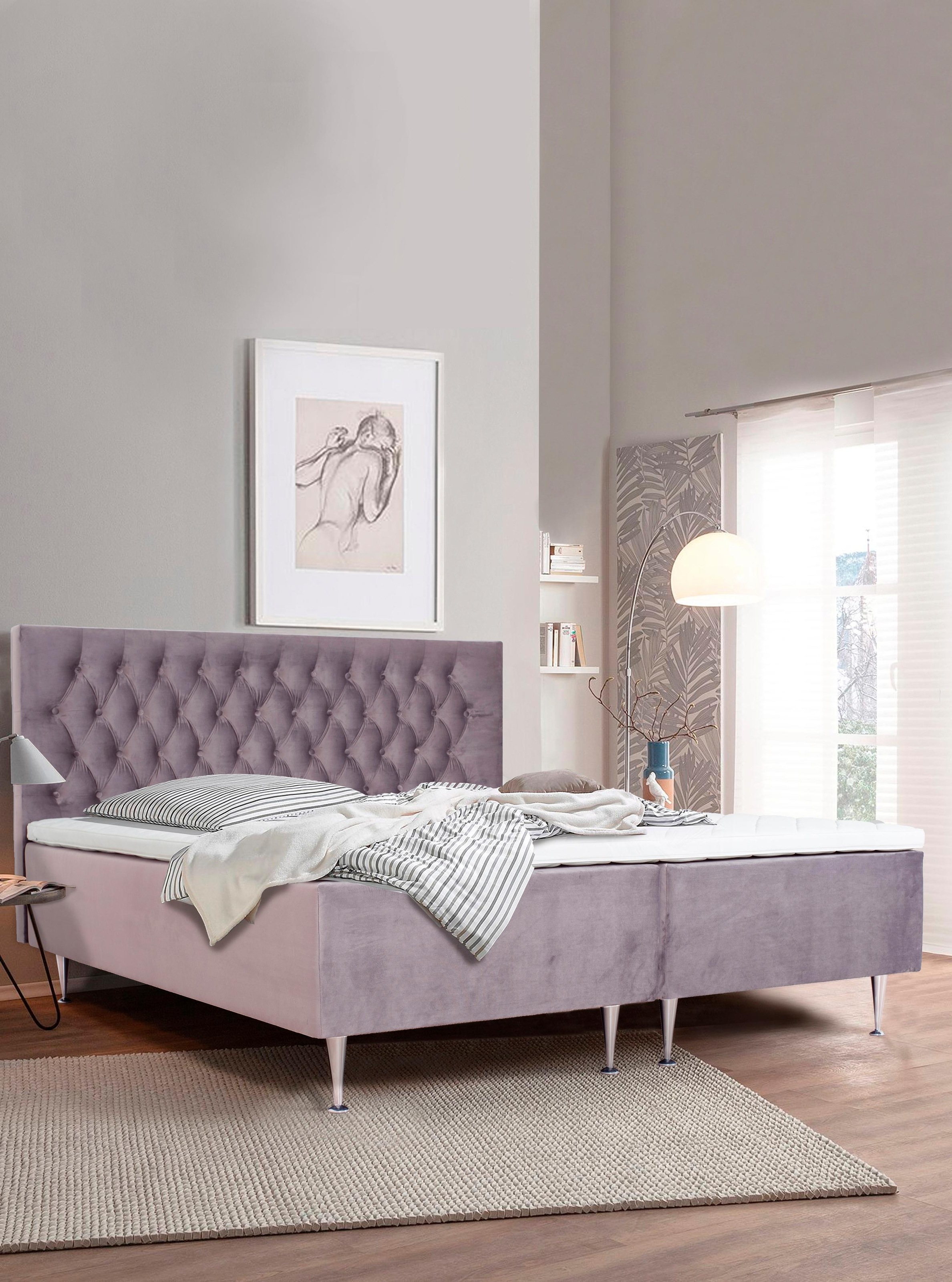 Places of Style Boxspringbett »Exclusive«, inkl. Topper, 3 Breiten, 3 Härtegrad-Ausführungen