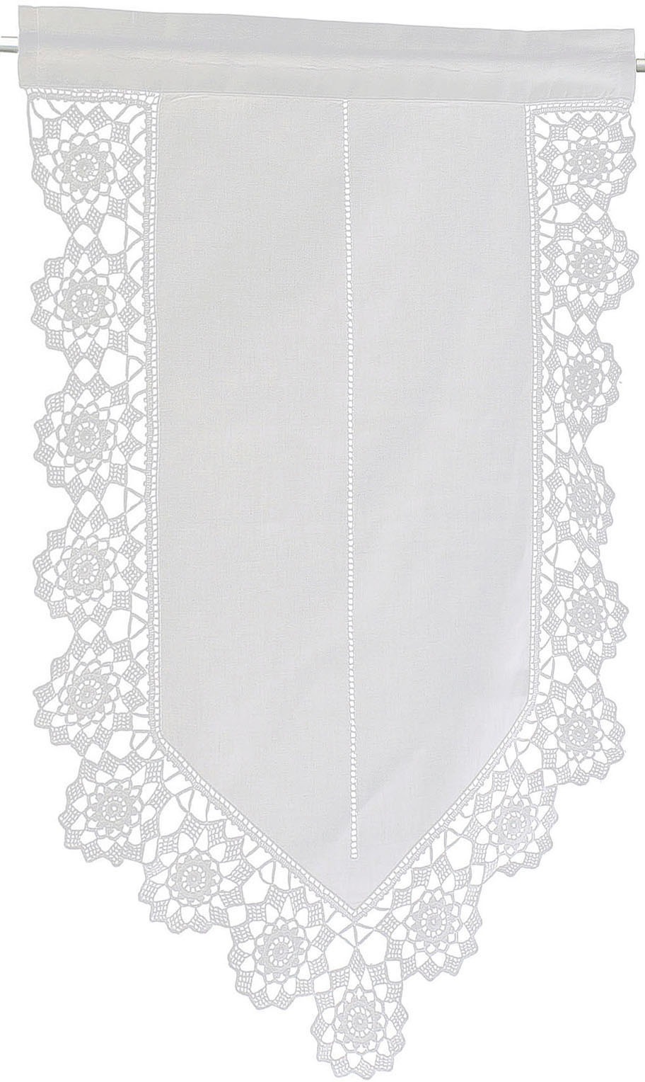 Image of HOSSNER - ART OF HOME DECO Scheibengardine »Dufour«, (1 St.), handgehäkelte Spitze, weiss, Baumwolle bei Ackermann Versand Schweiz