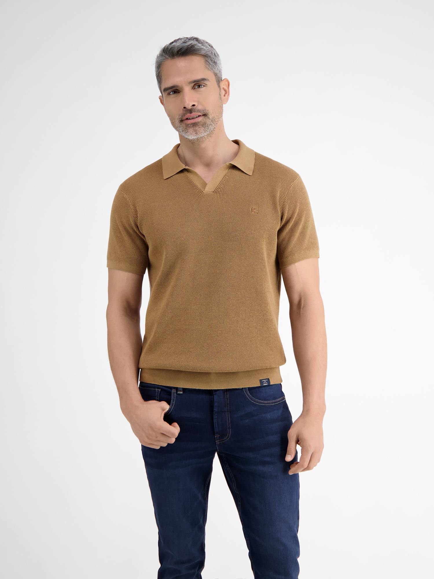 LERROS Poloshirt »LERROS Herren Strick-Polo mit offenem Kragen«