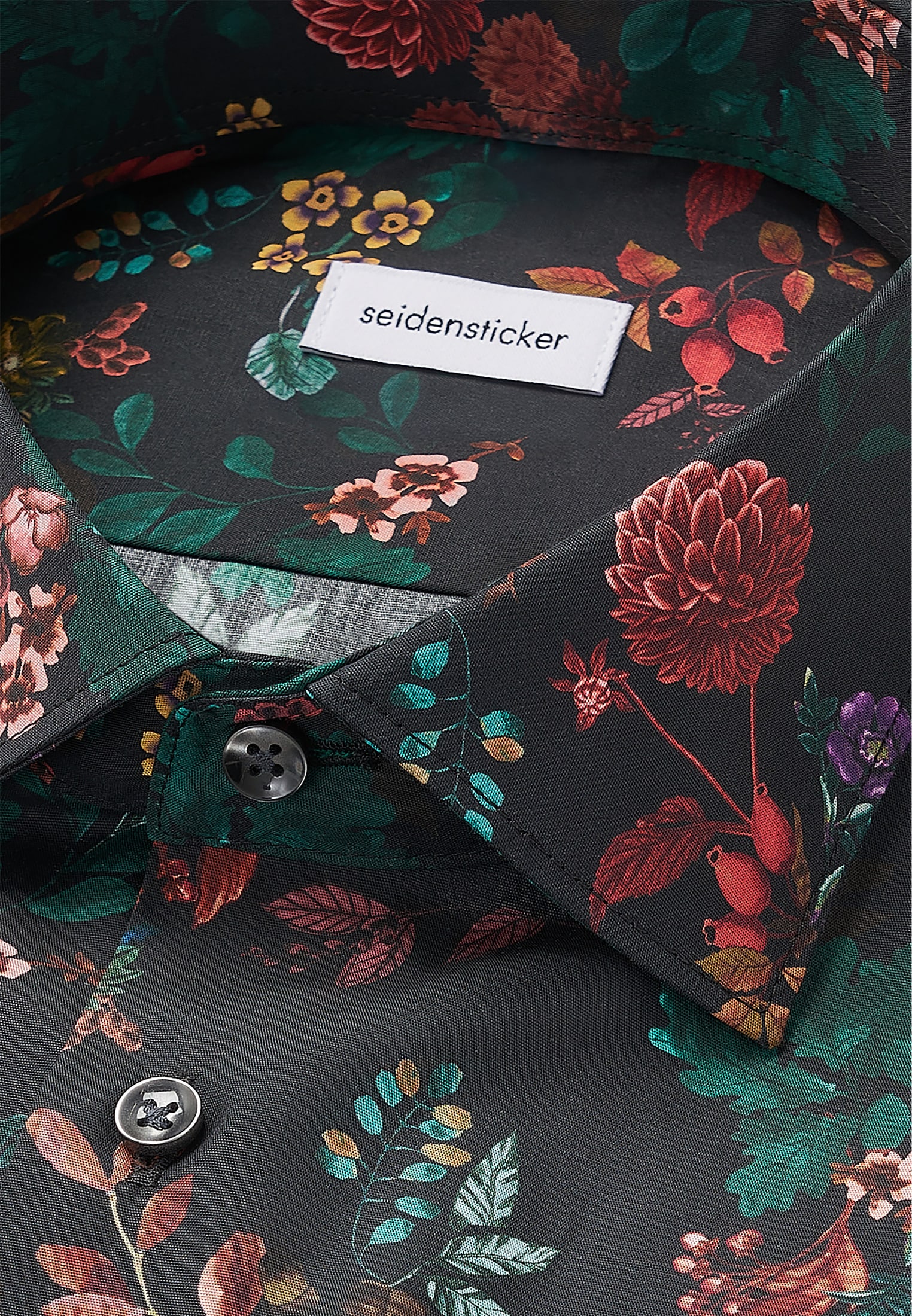 seidensticker Businesshemd »Schwarze Rose« Shaped 1/1 Kentkragen Druck