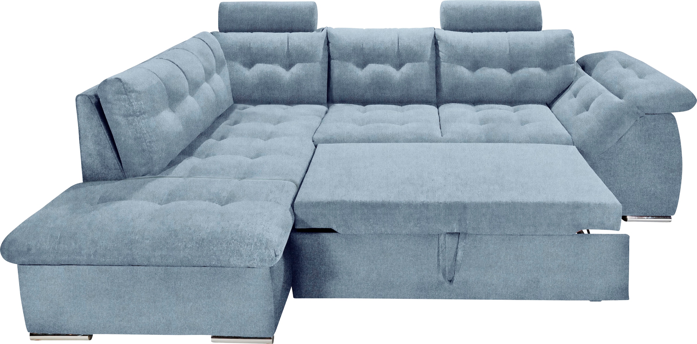 ED EXCITING DESIGN Ecksofa Oman, mit Bettfunktion, Bettkasten, Armteilverstellung und  Kopfstützen