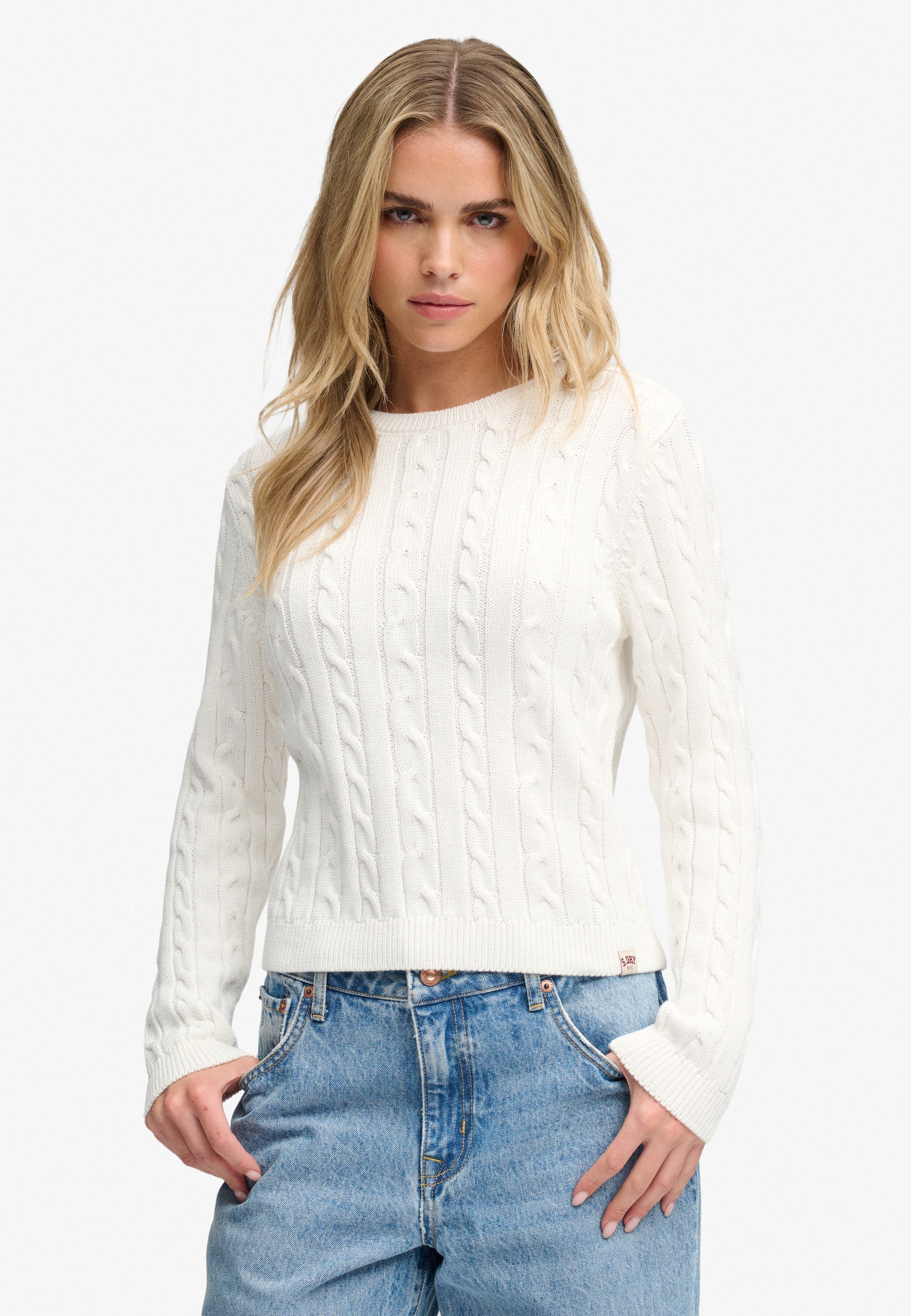 Image of Superdry Strickpullover "ESSENTIALS SD&CO CABLE JUMPER" Kunstfaser, relaxed fit