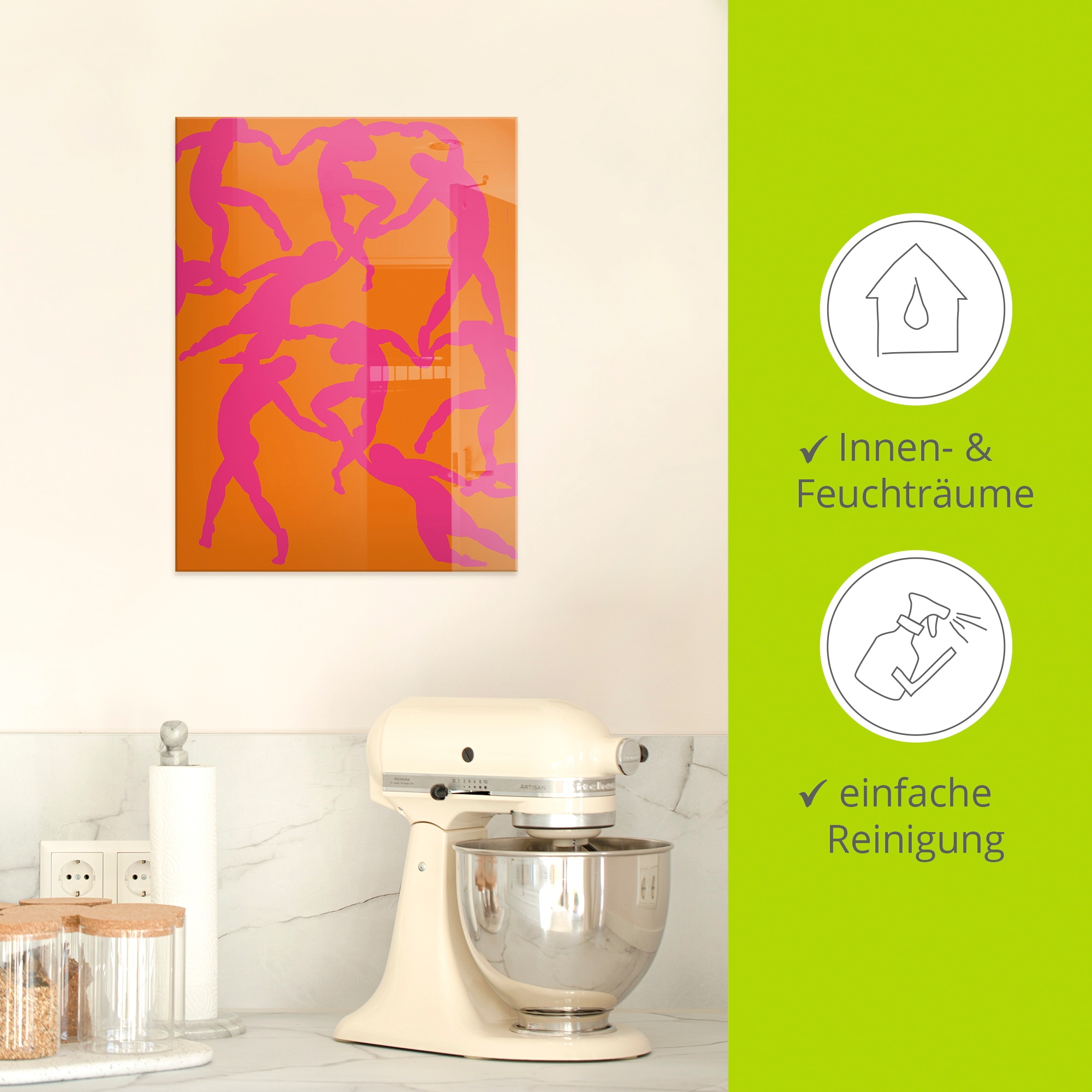 Artland Glasbild »Matisse - Der Tanz in pink-orange« Gruppen & Familien 1 Stk. tlg. in verschiedenen Grössen