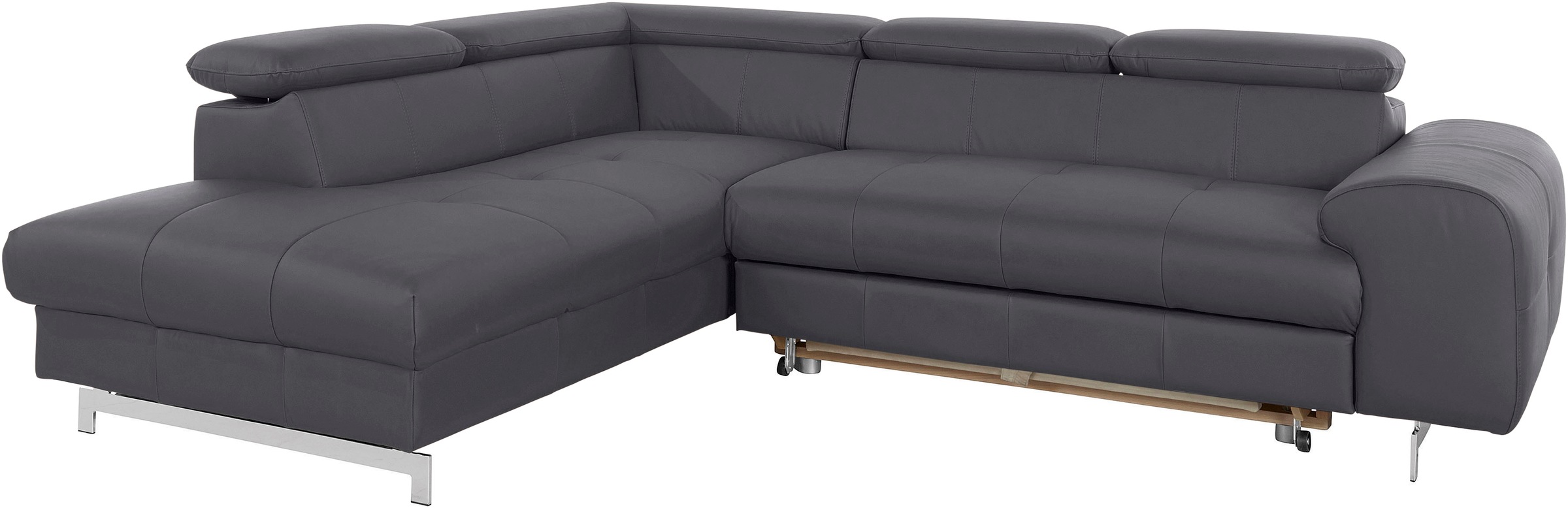COTTA Ecksofa »Chef L-Form«, mit Kopfteilverstellung, edle Metallkufen, wahlweise mit Bettfunktion