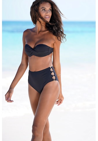 LASCANA Highwaist-Bikini-Hose »Italy«, Goldfarbene Zierringe kaufen