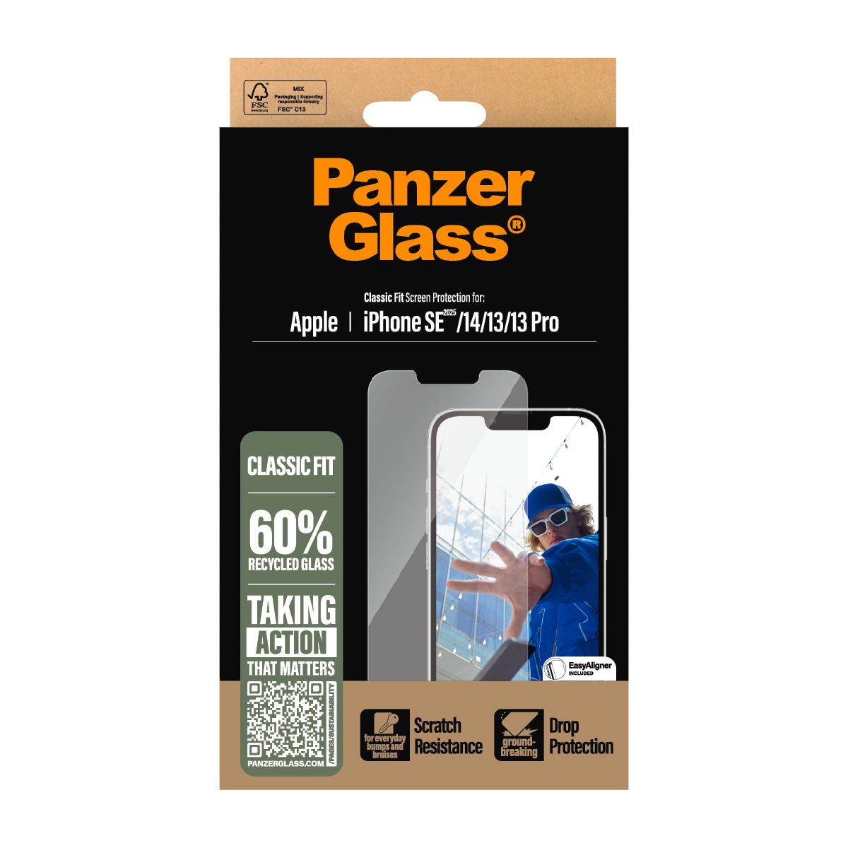CARE by PanzerGlass Displayschutzglas »Classic Fit Screen Protection«, für Apple iPhone 16e, Displayschutzfolie, Schutzfolie, Bildschirmschutz, kratz- & stossfest