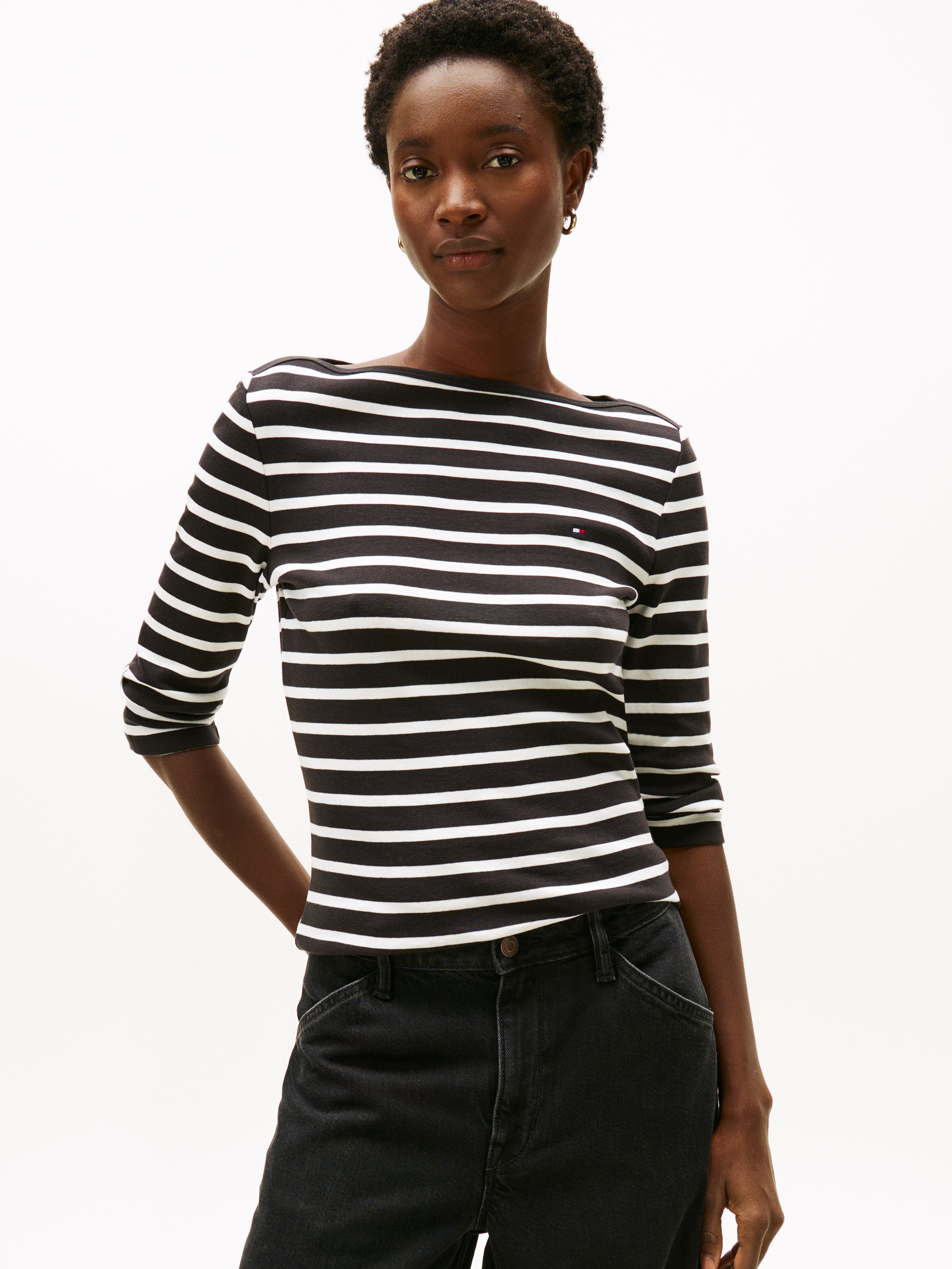 Image of Tommy Hilfiger 3/4-Arm-Shirt "NEW CODY BOAT-NECK" Baumwolle, U-Boot-Ausschnitt, Slim Fit