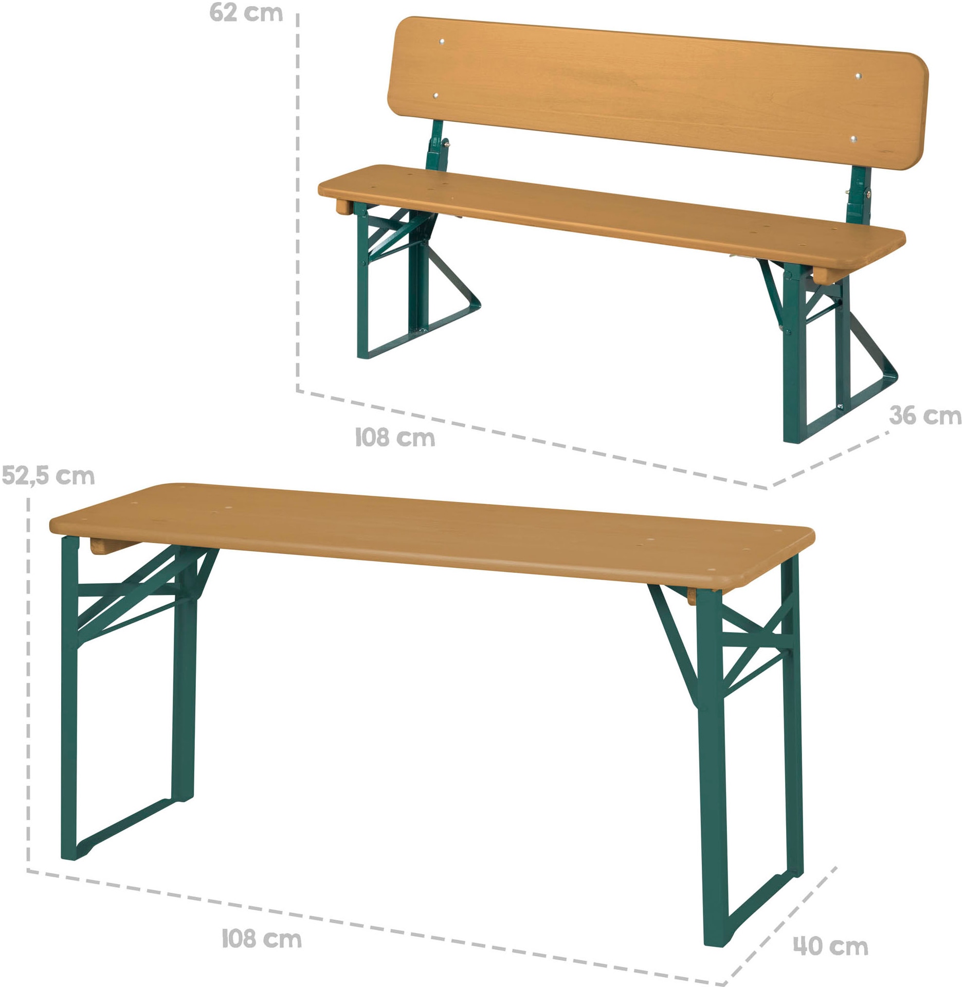 roba® Ensemble de sièges pour enfants »Outdoor Party-Garnitur für Kinder, natur/grün, aus Holz« 3 cuis tlg. mit Lehne; FSC® - schützt Wald