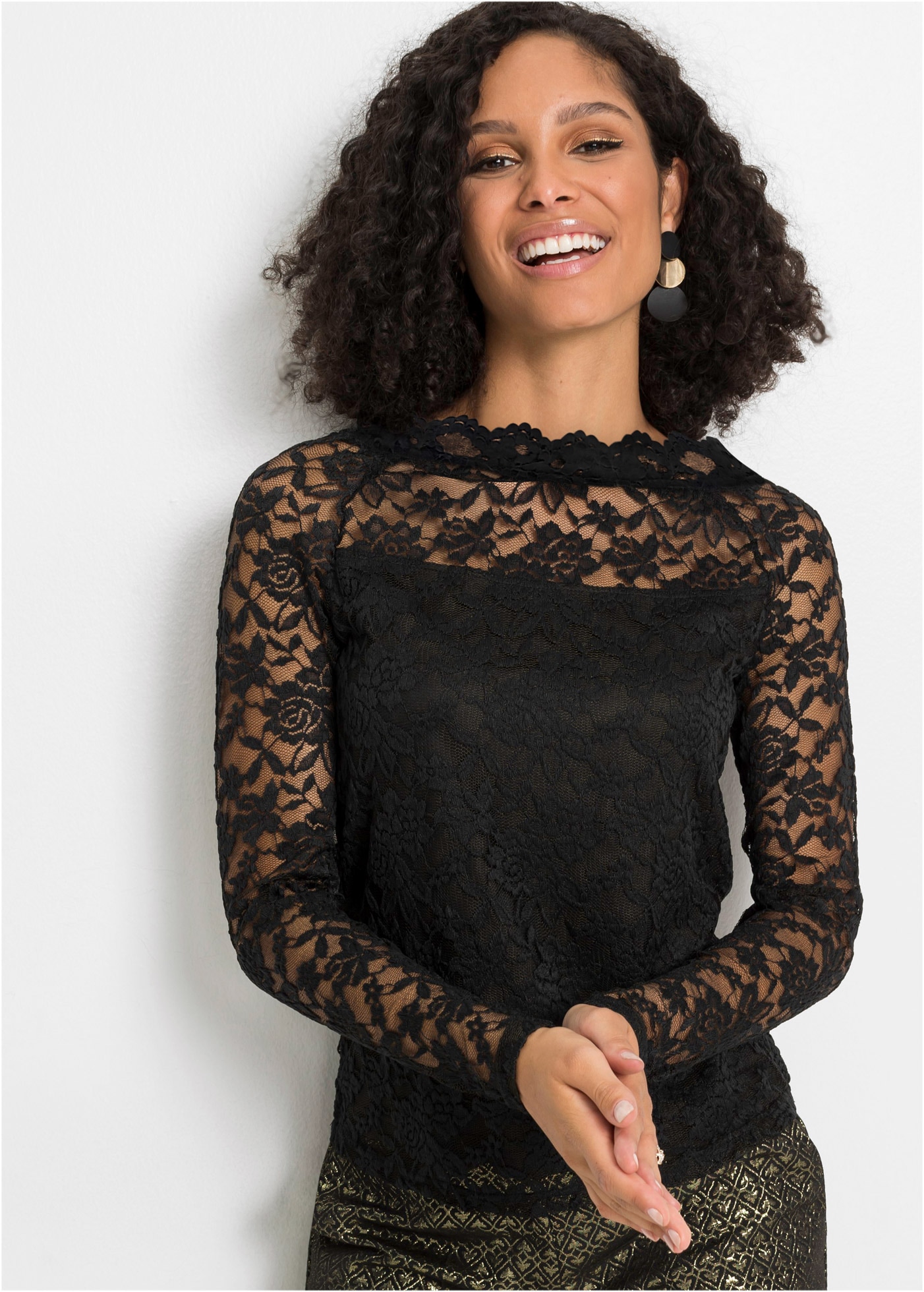 Image of bonprix Slim fit Passform, mit Spitzen-Details, unifarben