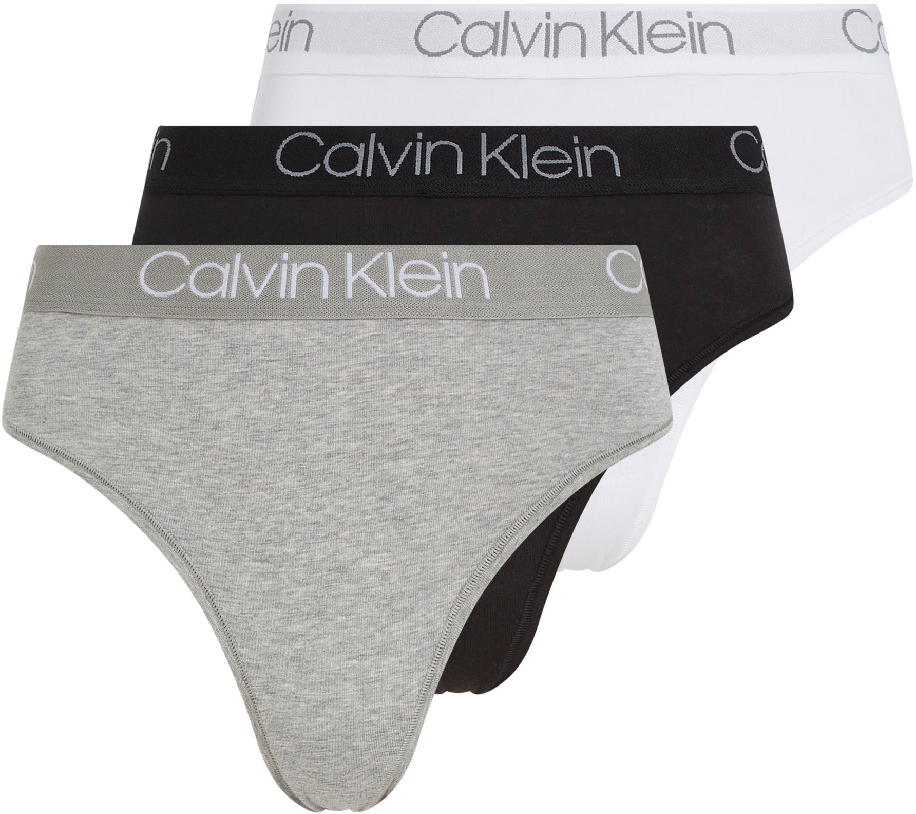 ♕ Calvin Klein T-String »3PK HIGH WAIST THONG«, (Packung, 3 St., 3er-Pack),  mit klassischem Logobund versandkostenfrei auf